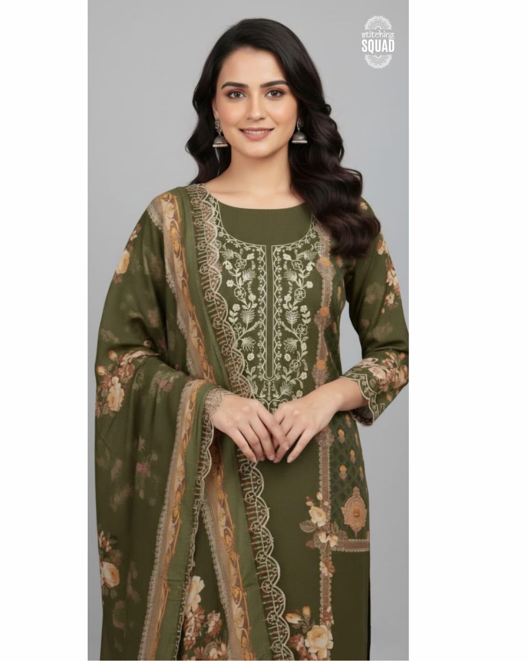 Elegant Muslin Printed Suit with Scalloped Organza Lace Dupatta