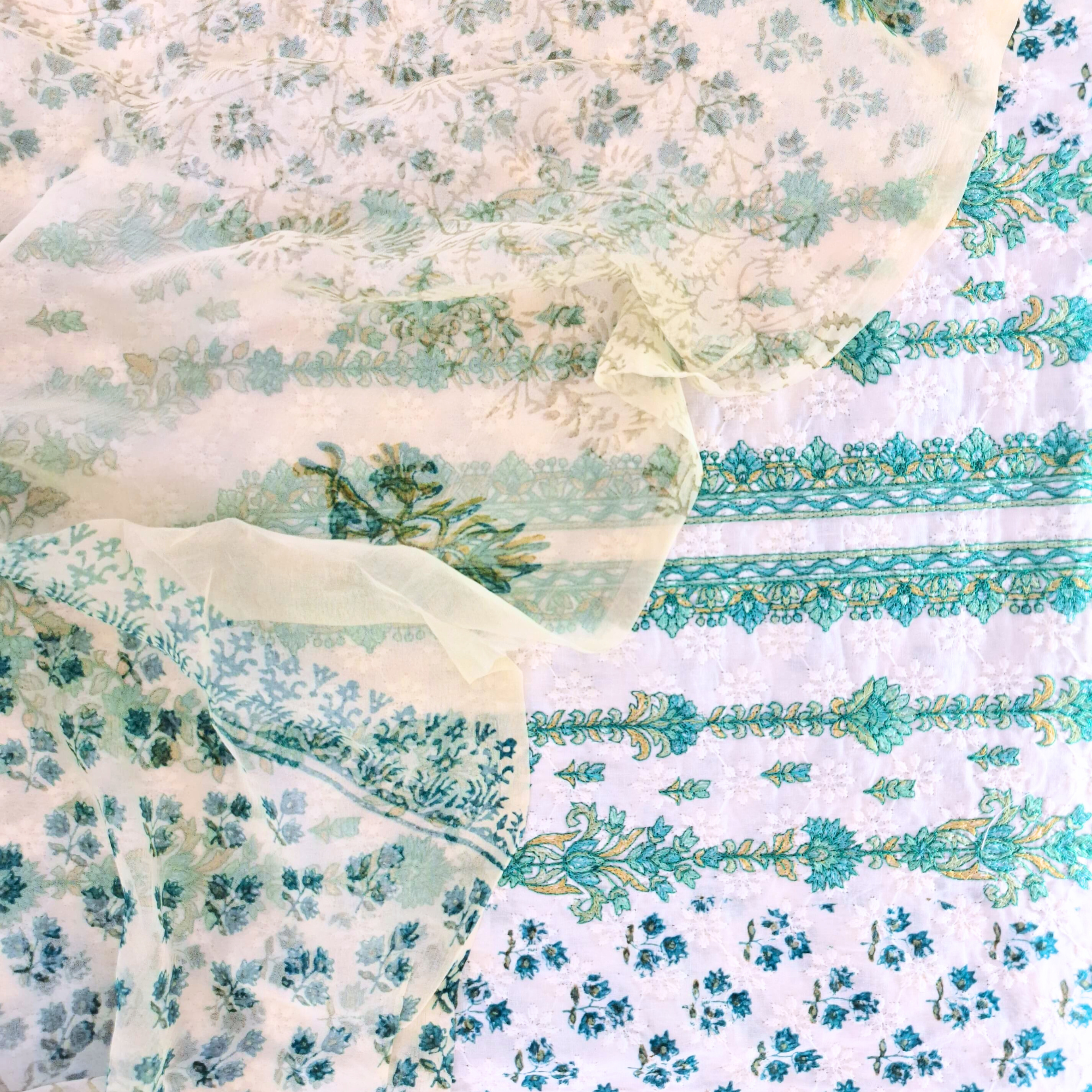 GREEN MACHINE EMBROIDER UNSTITCHED SUIT