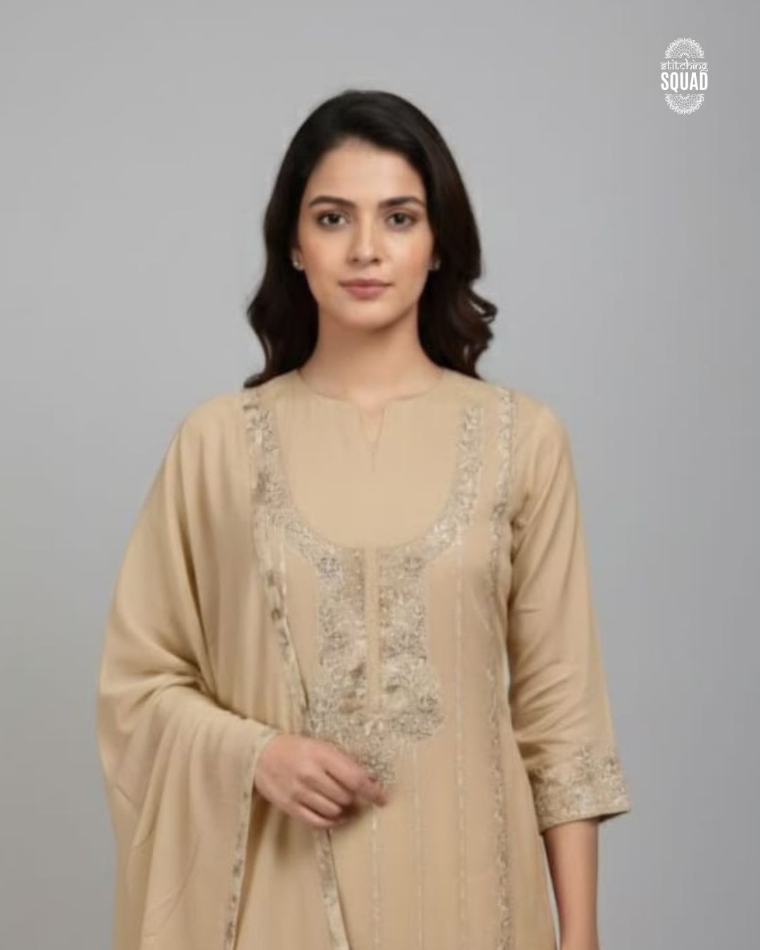 Graceful Chanderi Unstitched Suit with Intricate Machine Embroidery & Matching Dupatta