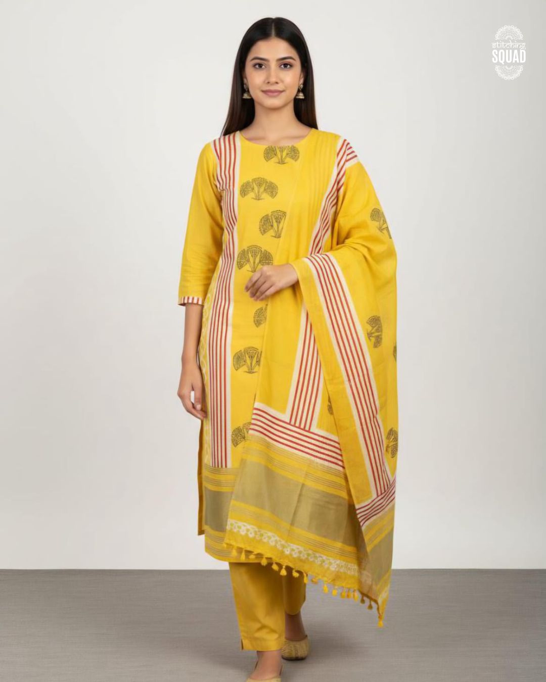 Muslin Zari Printed Suit with Coordinated Printed Dupatta