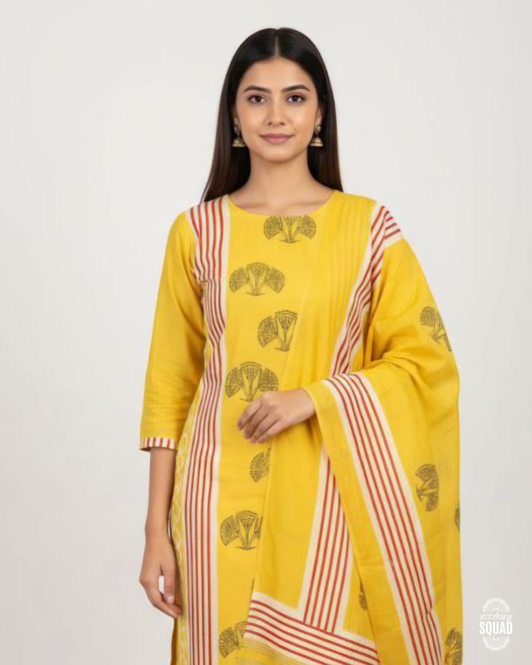Muslin Zari Printed Suit with Coordinated Printed Dupatta