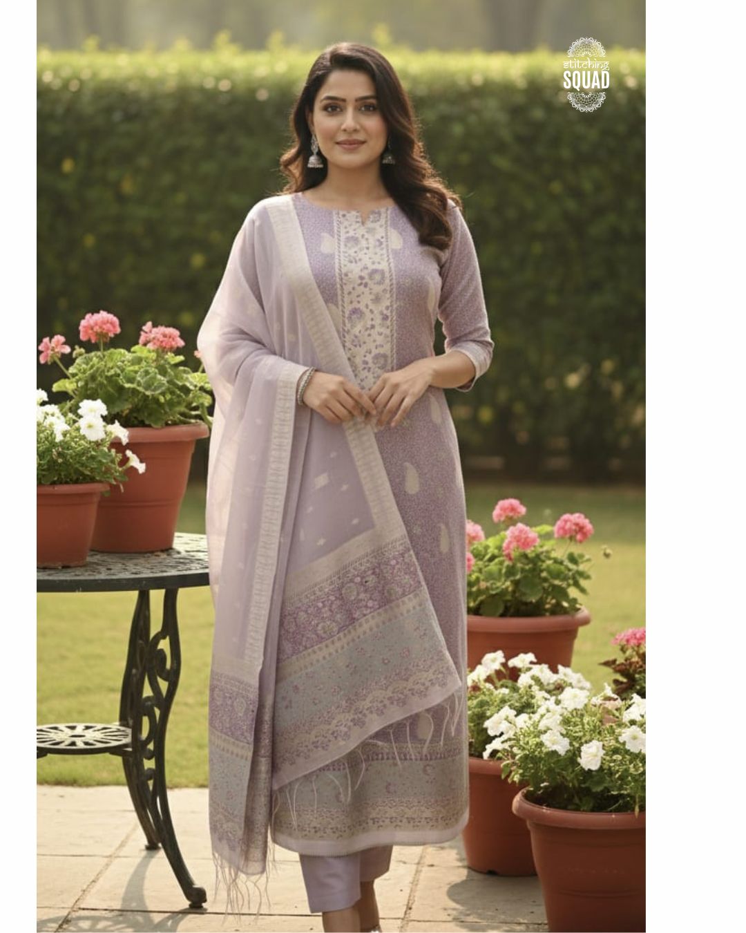 Soft Lavender Cotton Printed Suit Set