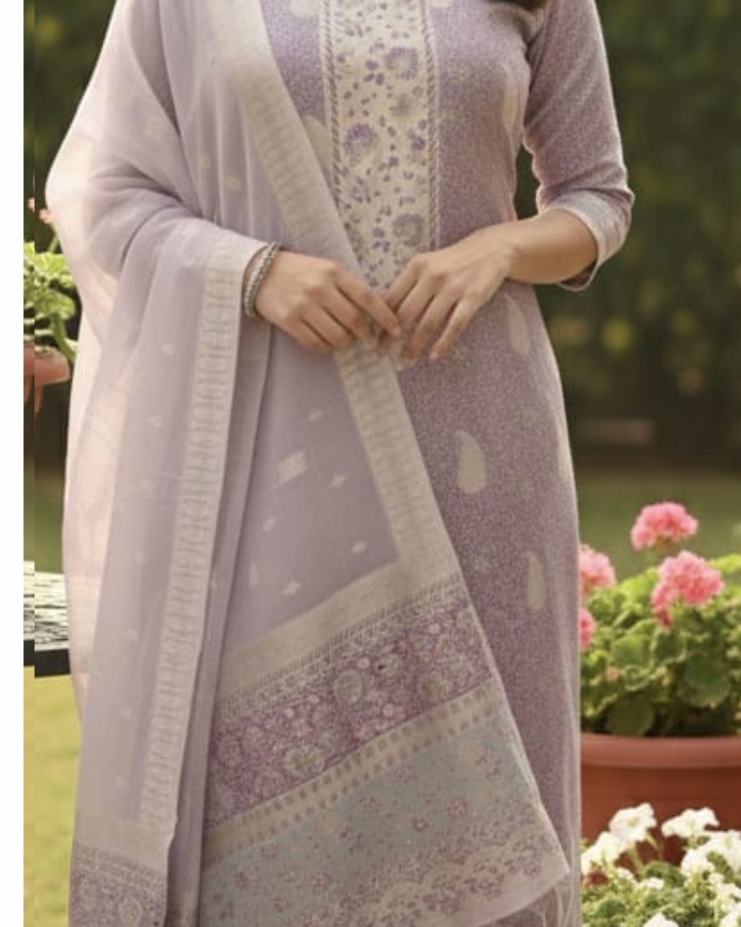 Soft Lavender Cotton Printed Suit Set
