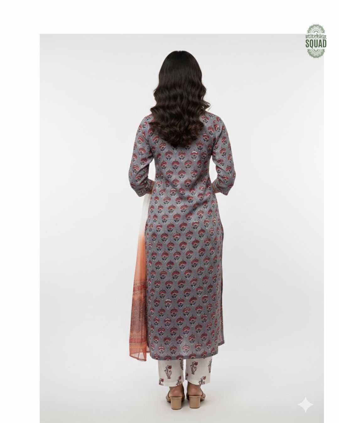Elegant Fusion Cotton Suit – Chikankari Front with Classic Block Print Charm