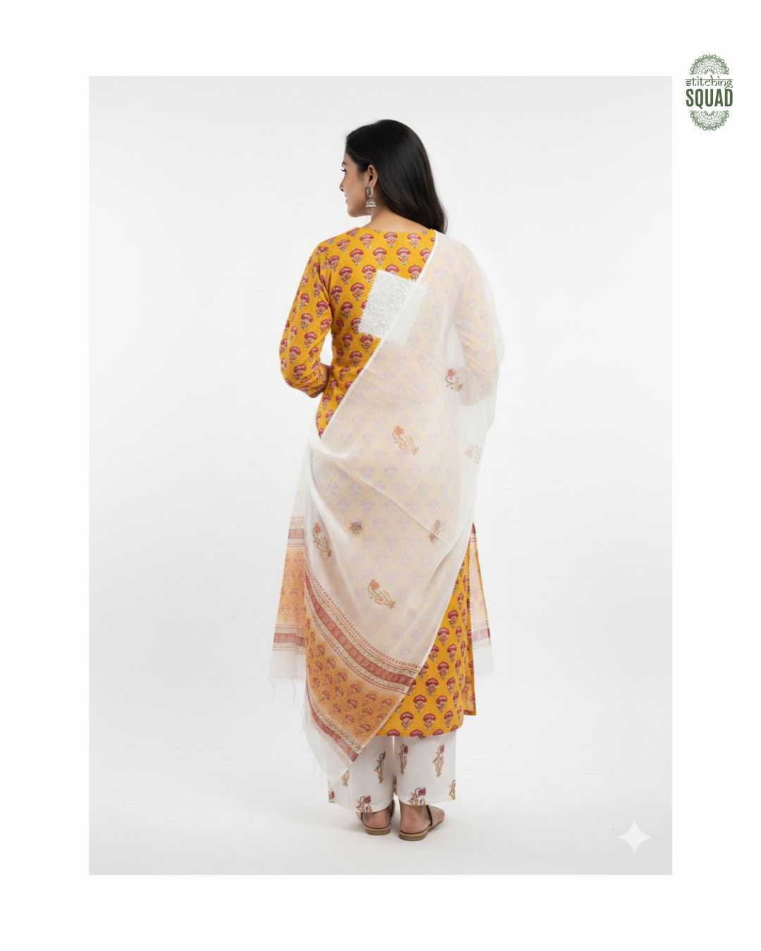 Elegant Fusion Cotton Suit – Chikankari Front with Classic Block Print Charm