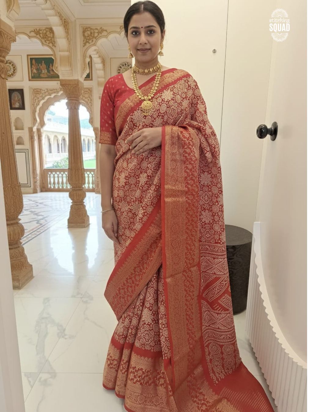 Luxury Chanderi Weave Saree Highlighted by Authentic Ajrak Artistry