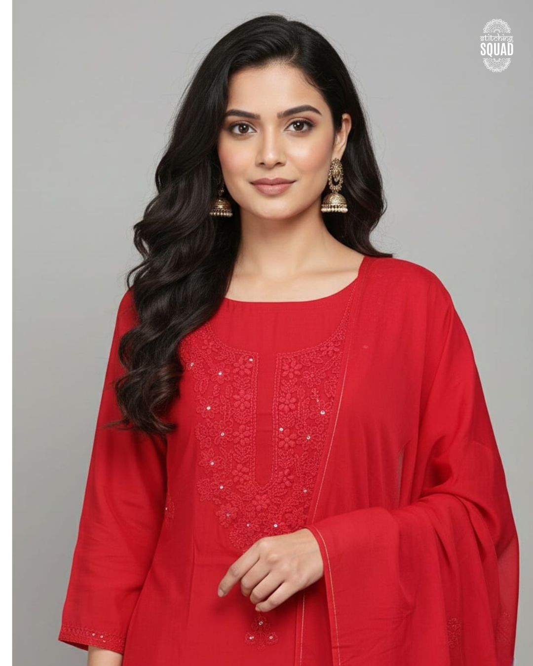 Shadow-Stitch Elegance: Intricate Karachi Thread-work on Premium Crepe.