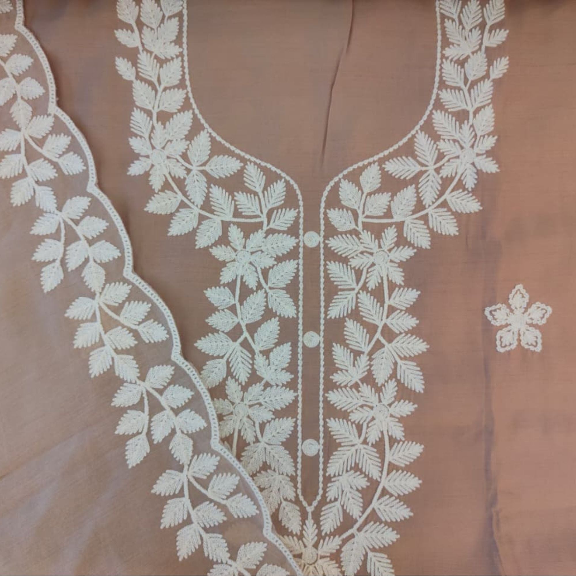COTTON UNSTITCH SUIT, HIGHLIGHT WITH MACHINE THREAD EMBROIDERY