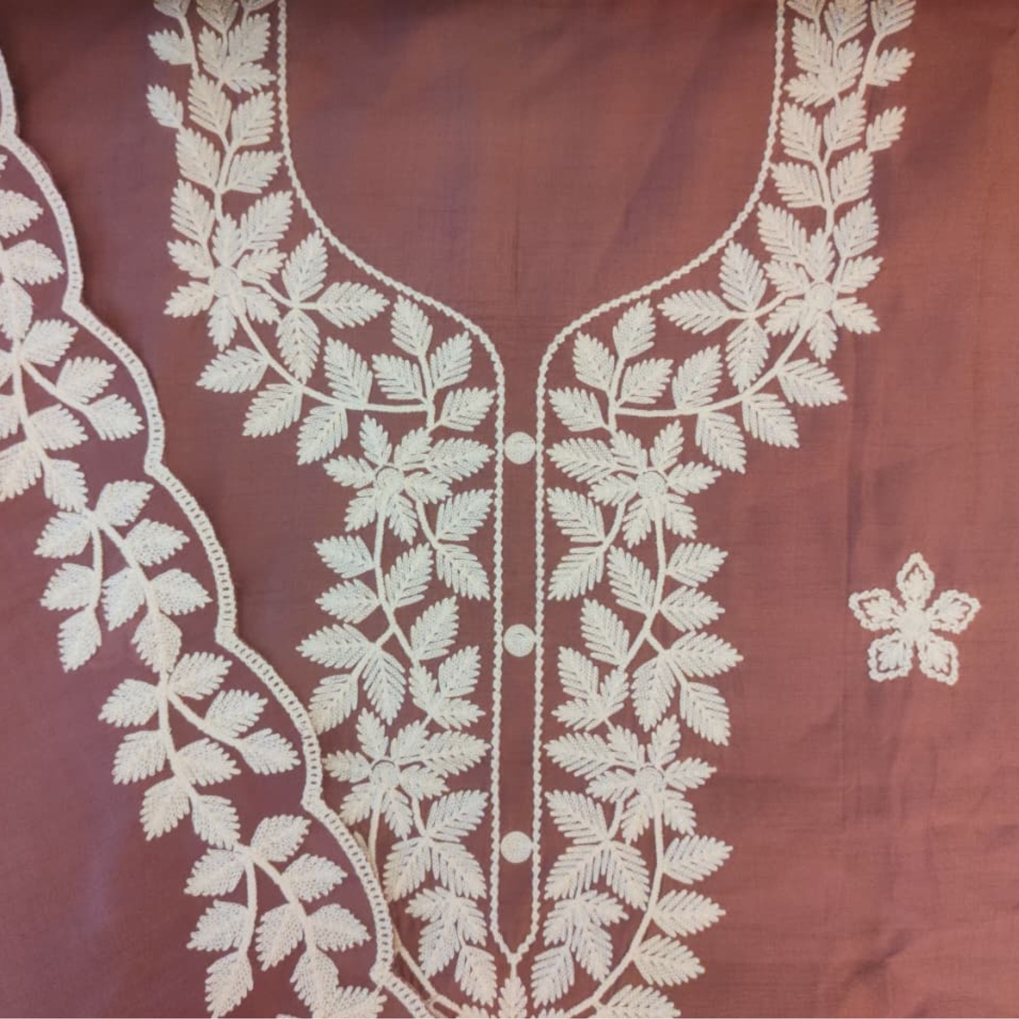 COTTON UNSTITCH SUIT, HIGHLIGHT WITH MACHINE THREAD EMBROIDERY