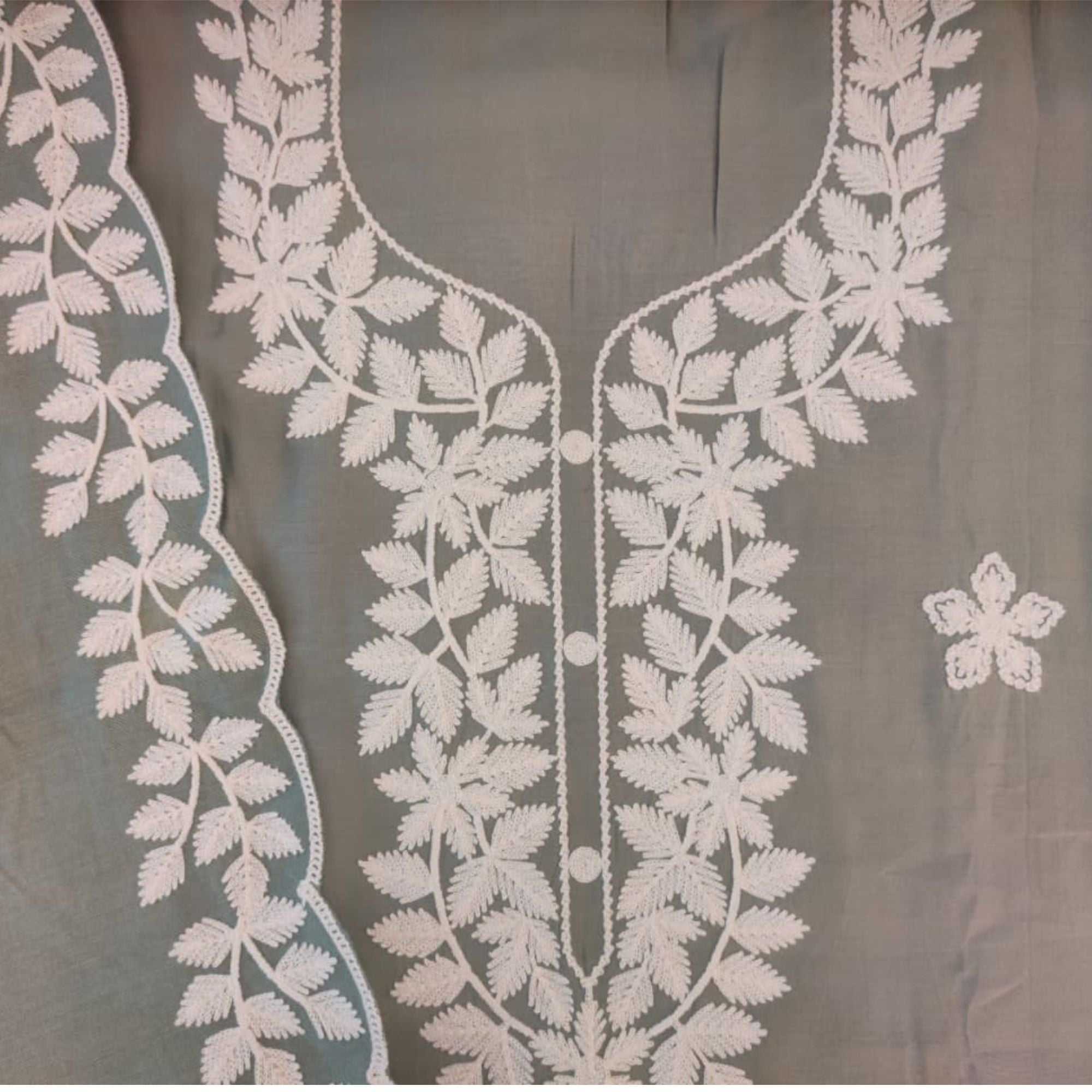 COTTON UNSTITCH SUIT, HIGHLIGHT WITH MACHINE THREAD EMBROIDERY