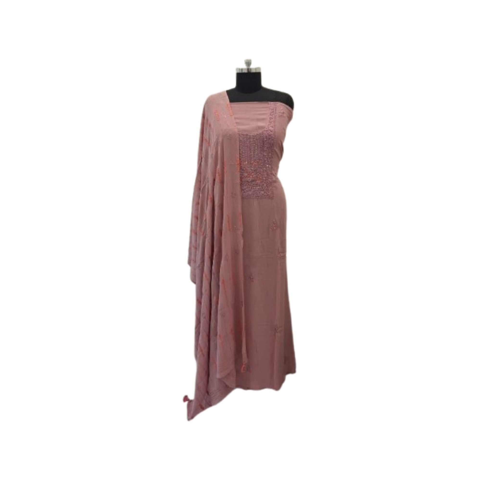 GEORGETTE UNSTITCH SUIT ,HIGHLIGHT WITH KARACHI YOKE THREAD EMBROIDERY