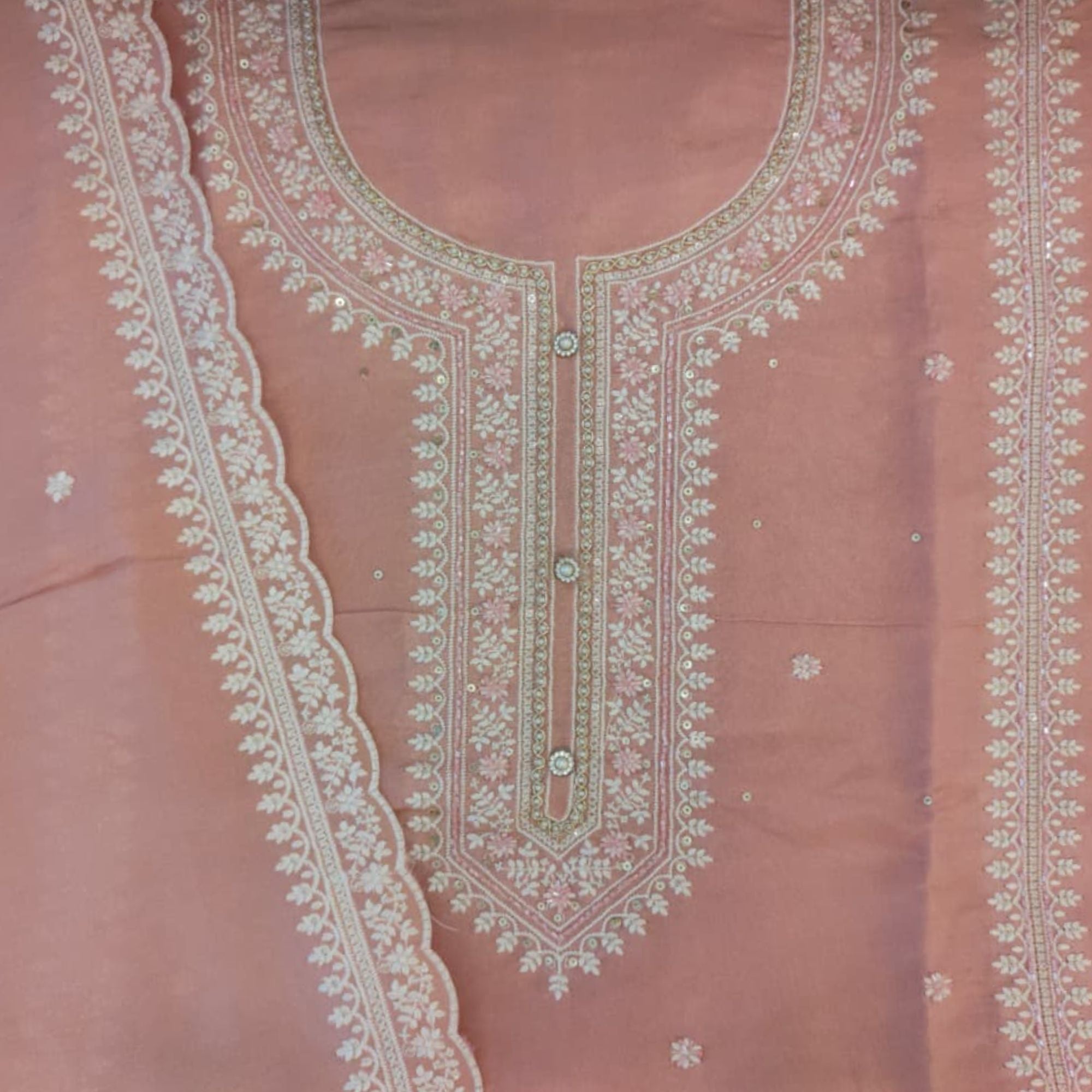 TISSUE UNSTITCH SUIT,HIGHLIGHT WITH PRE STRUCTURE EMBROIDER NECK