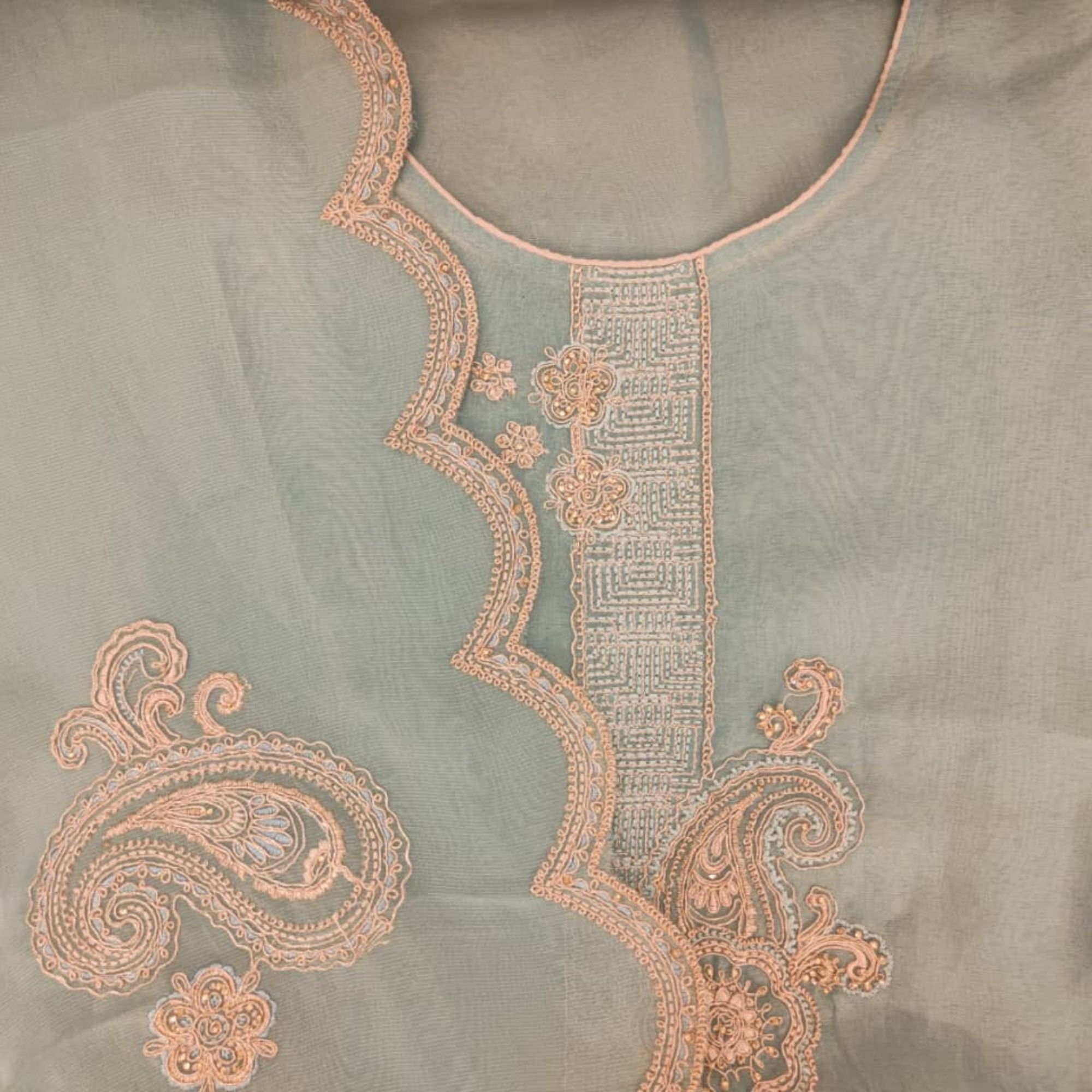 TISSUE UNSTITCH SUIT HIGHLIGHT WITH ZARI EMBROIDERY