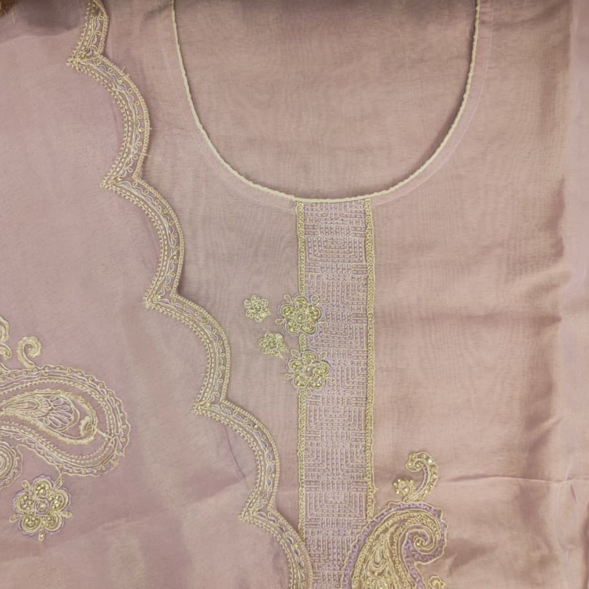 TISSUE UNSTITCH SUIT HIGHLIGHT WITH ZARI EMBROIDERY