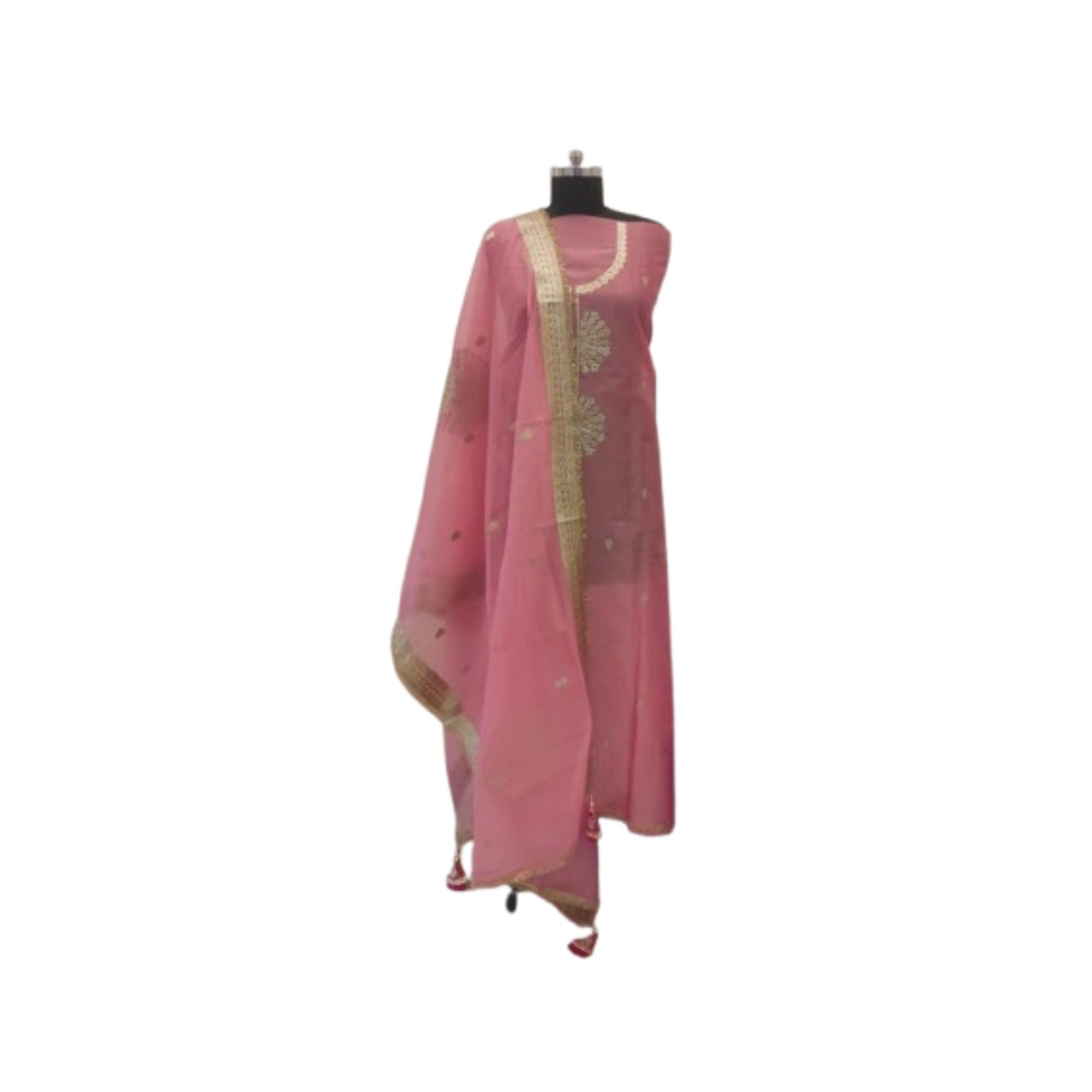 TISSUE UNSTITCH SUIT ADORNED WITH  MACHINE AND BEAD WORK