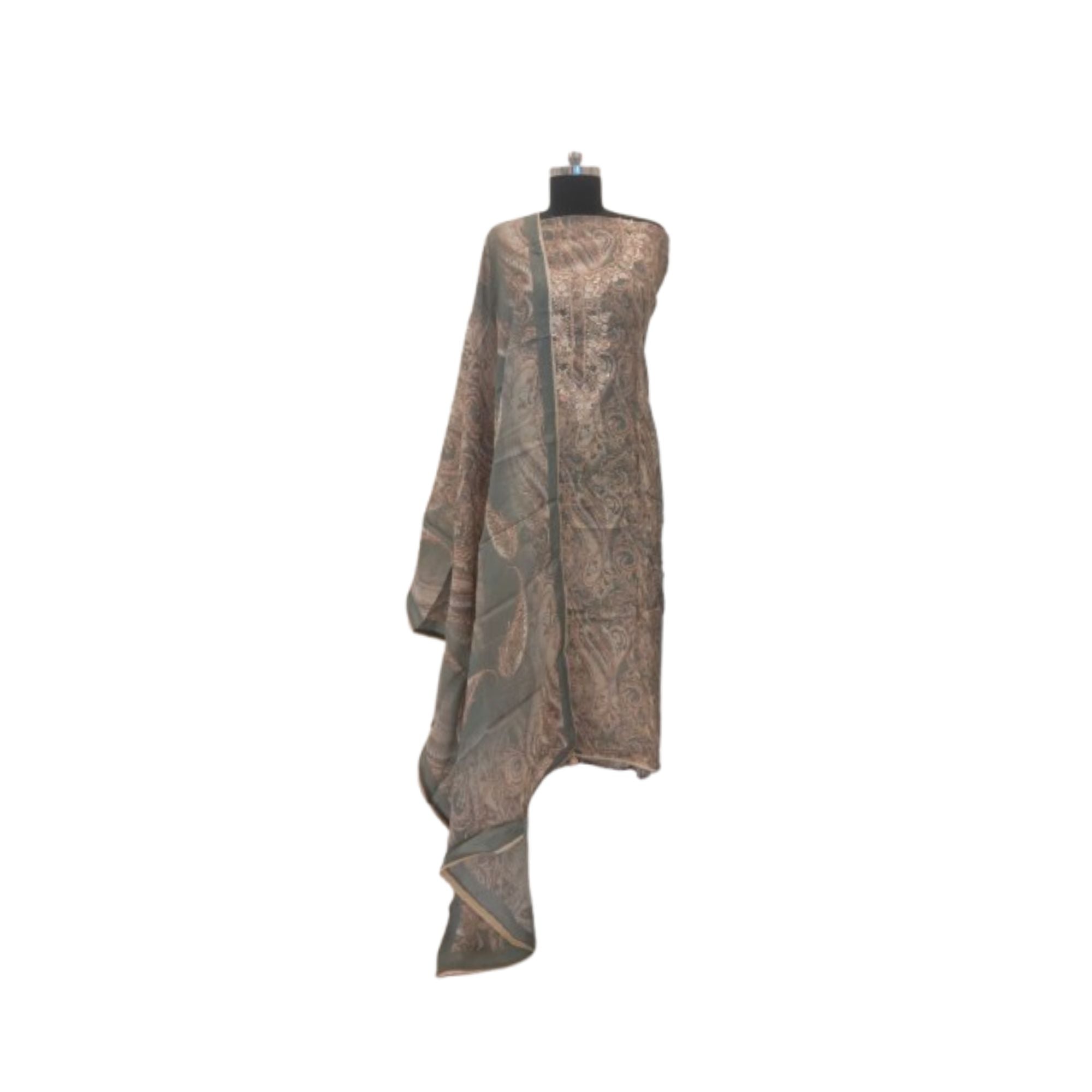 CREPE DIGITAL PRINT UNSTITCH SUIT HIGHLIGHT WITH HAND EMBROIDERY