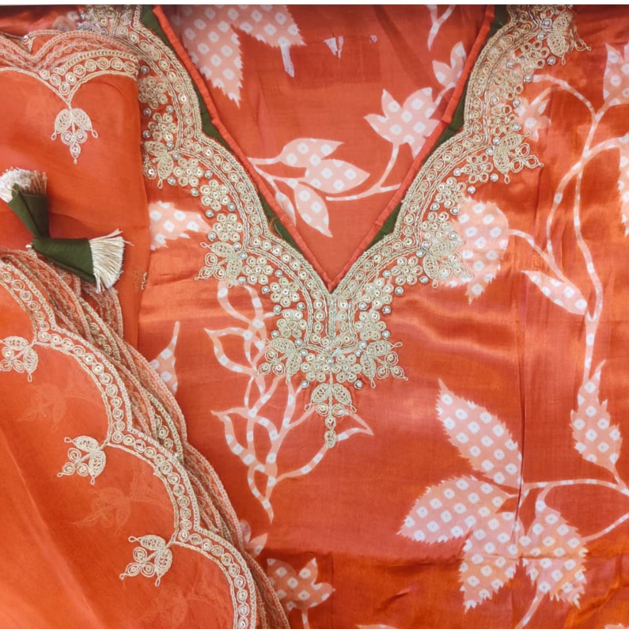 GAZI SILK UNSTITCH SUIT HIGHLIGHT WITH ZARI EMBROIDERY