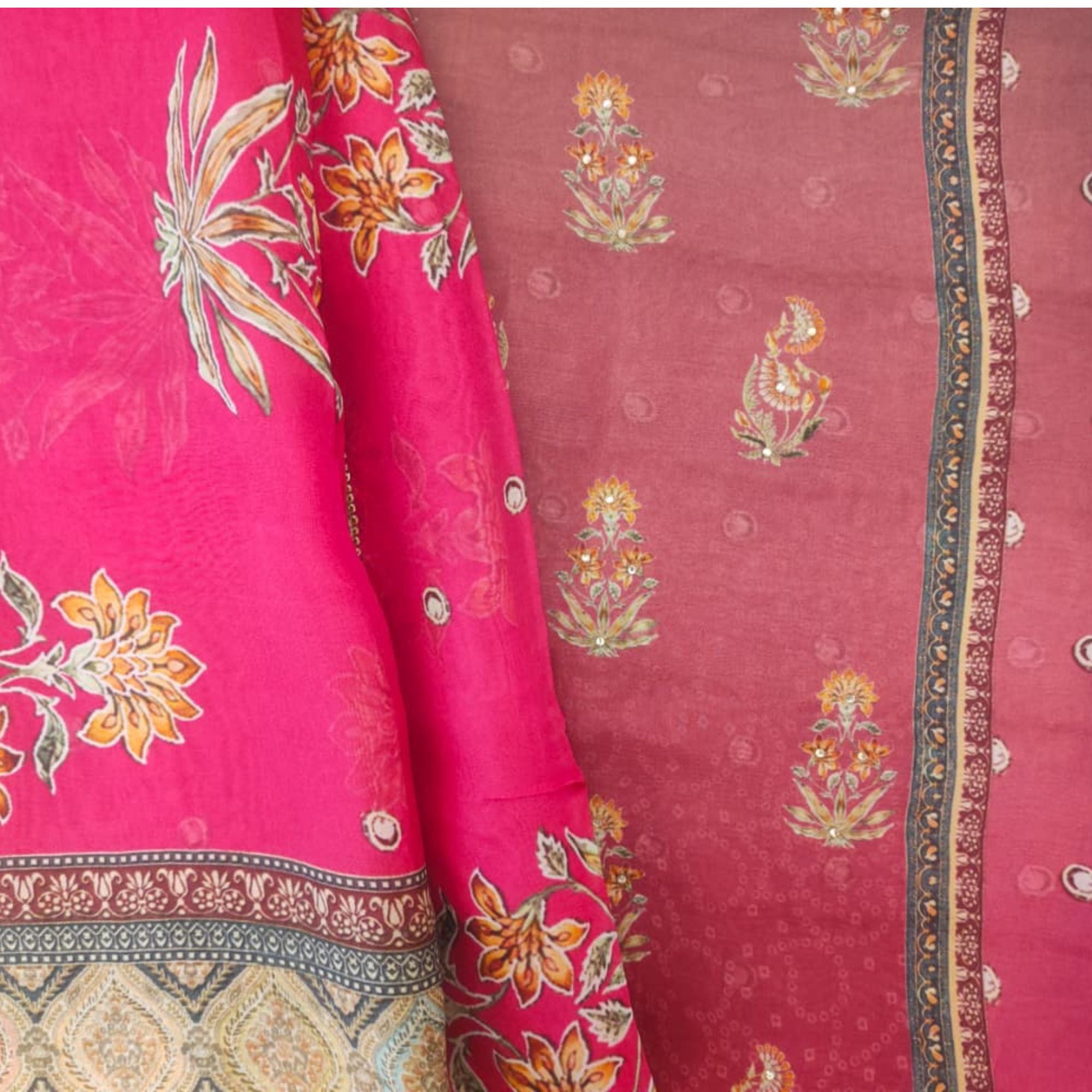 SOFT ORGANZA UNSTITCH SUIT HIGHLIGHT WITH EMBROIDERY