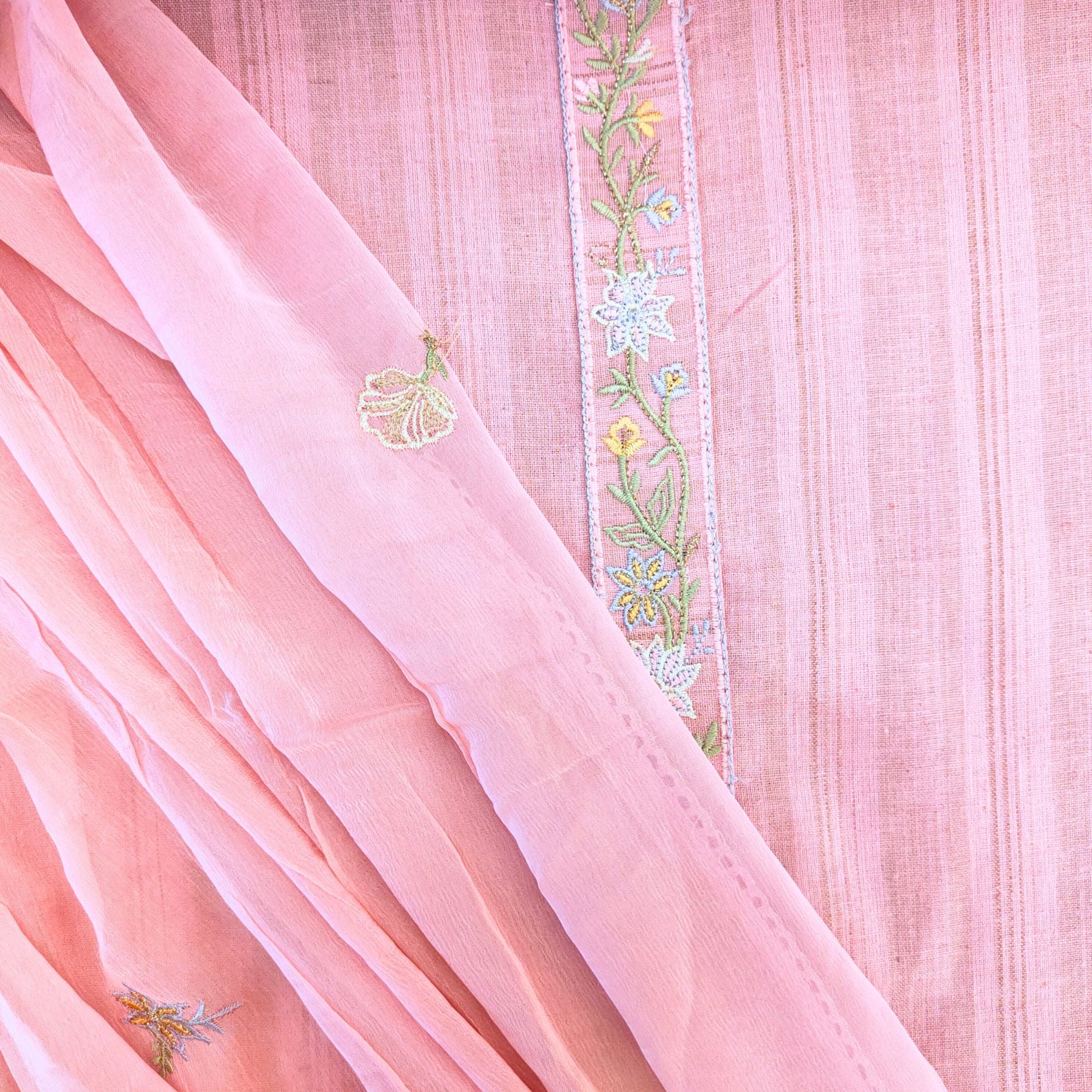 Stripes meet sophistication! Beautifully embroidered cotton suits for women for effortless style