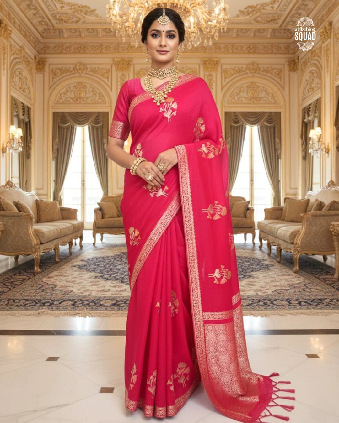 ITALIAN CRAPE SAREE WITH HEAVY ZARI PALLU