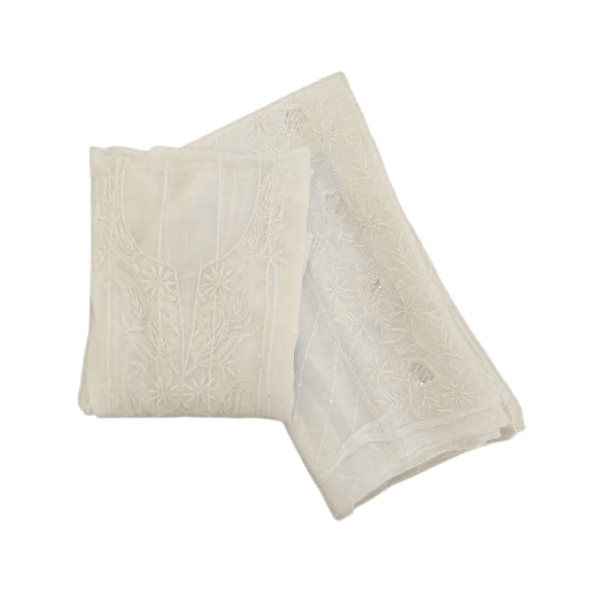 LUCKNOWI CHANDERI UNSTITCH ANARKALI SUIT HIGHLIGHT WITH EMBROIDERY