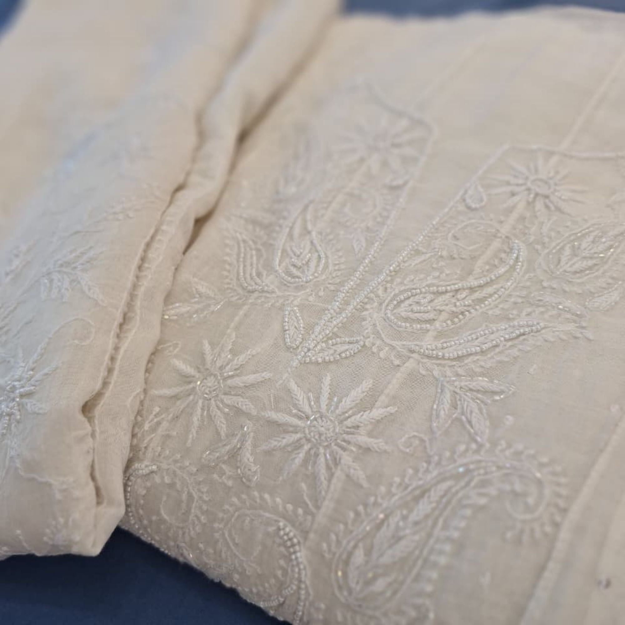 LUCKNOWI CHANDERI UNSTITCH ANARKALI SUIT HIGHLIGHT WITH EMBROIDERY