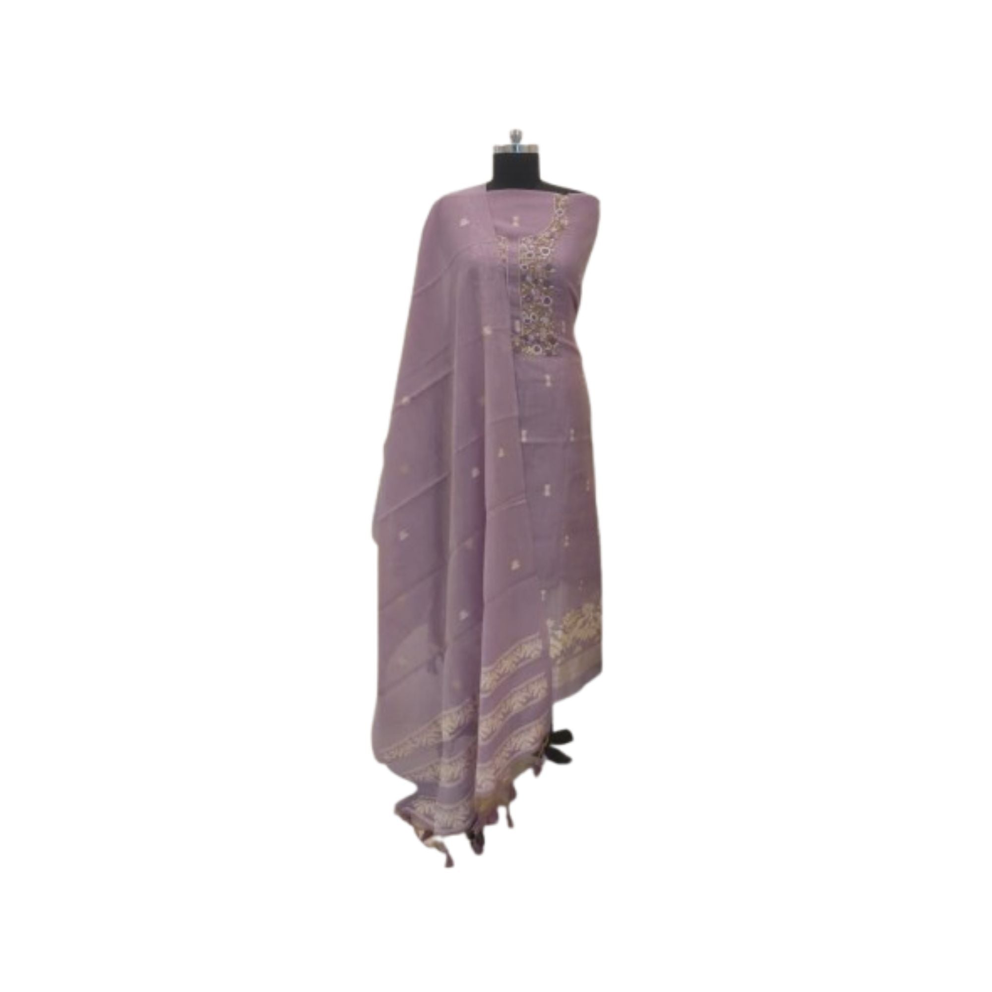 CHANDERI SUIT HIGHLIGHT WITH DHAKAI RESHAM HAND EMBROIDERY