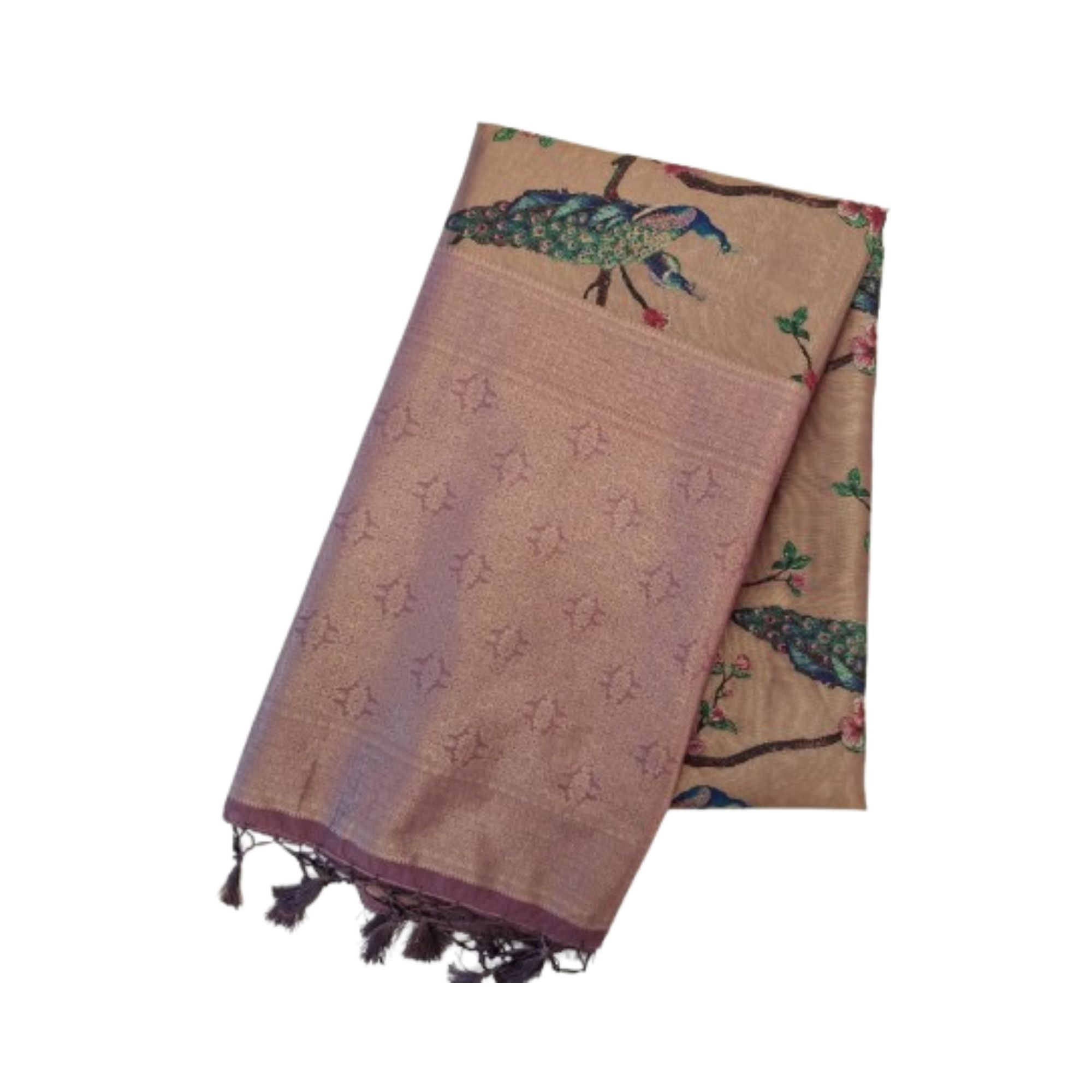 TISSUE SILK SAREE HIGHLIGHT WITH PEACOCK FIGURES