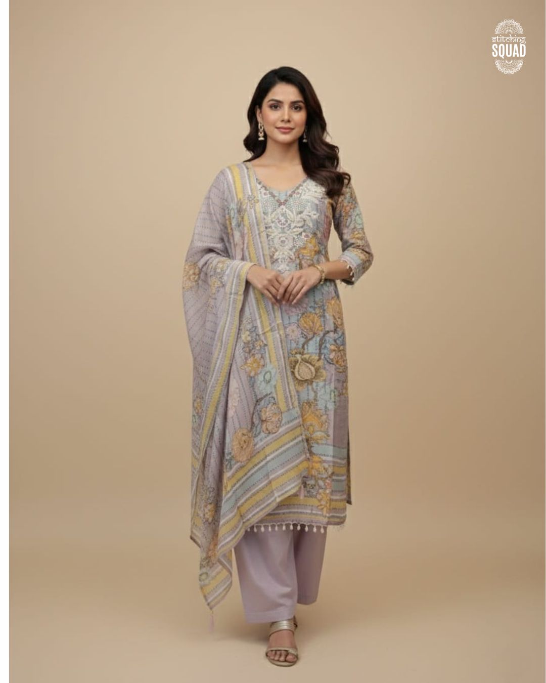 Pastel Perfection Drenched in soft lilac and adorned with delicate cord work, this unstitch suit is a breath of fresh air