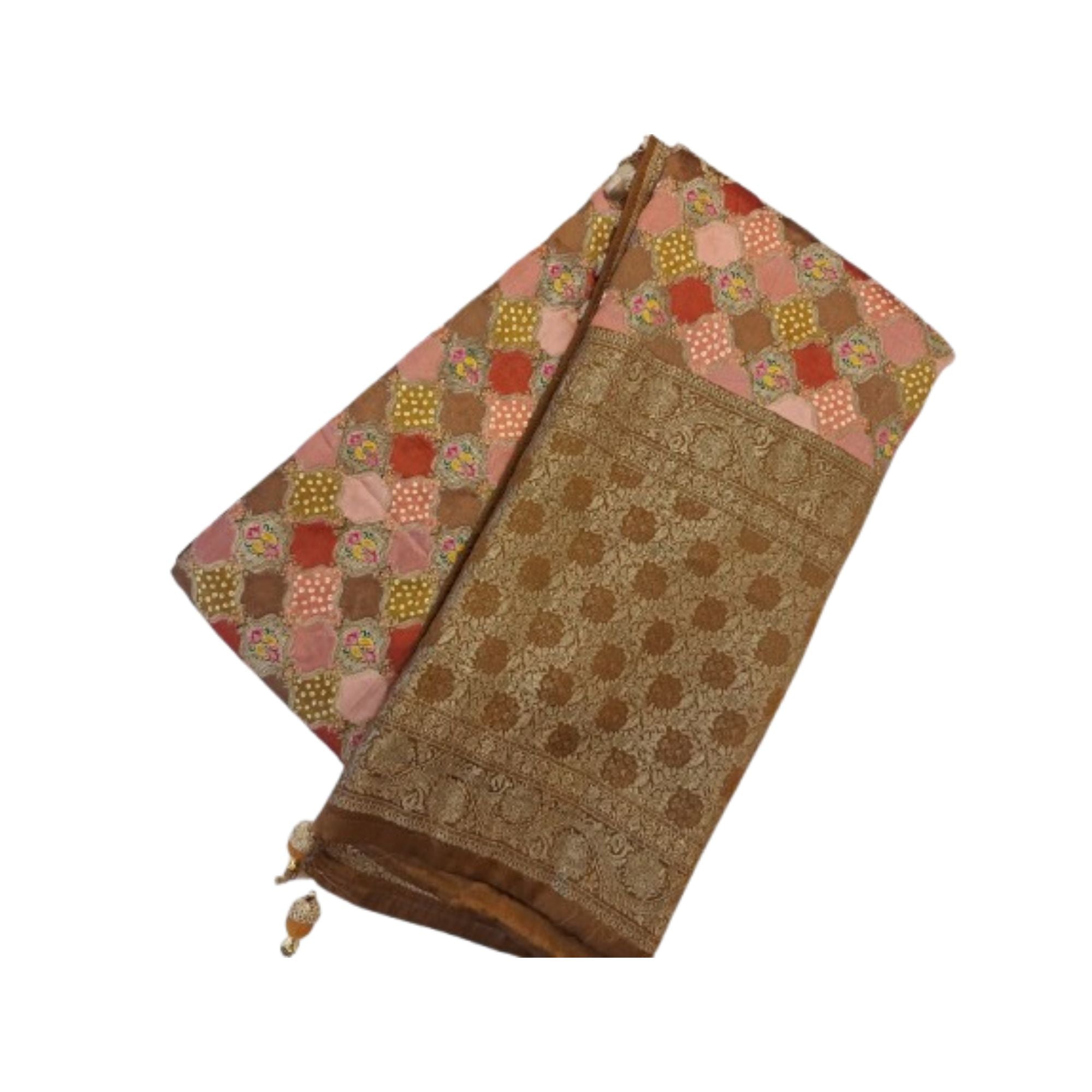 GAZZI BANDHEJ SILK SAREE WOVEN INTO ZARI