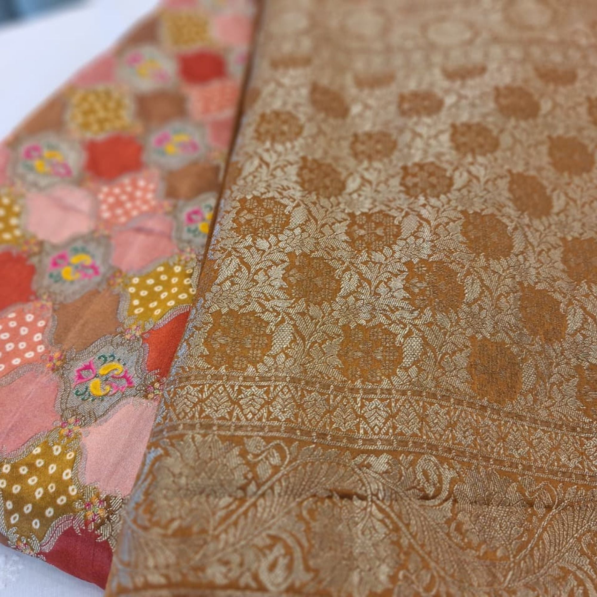 GAZZI BANDHEJ SILK SAREE WOVEN INTO ZARI