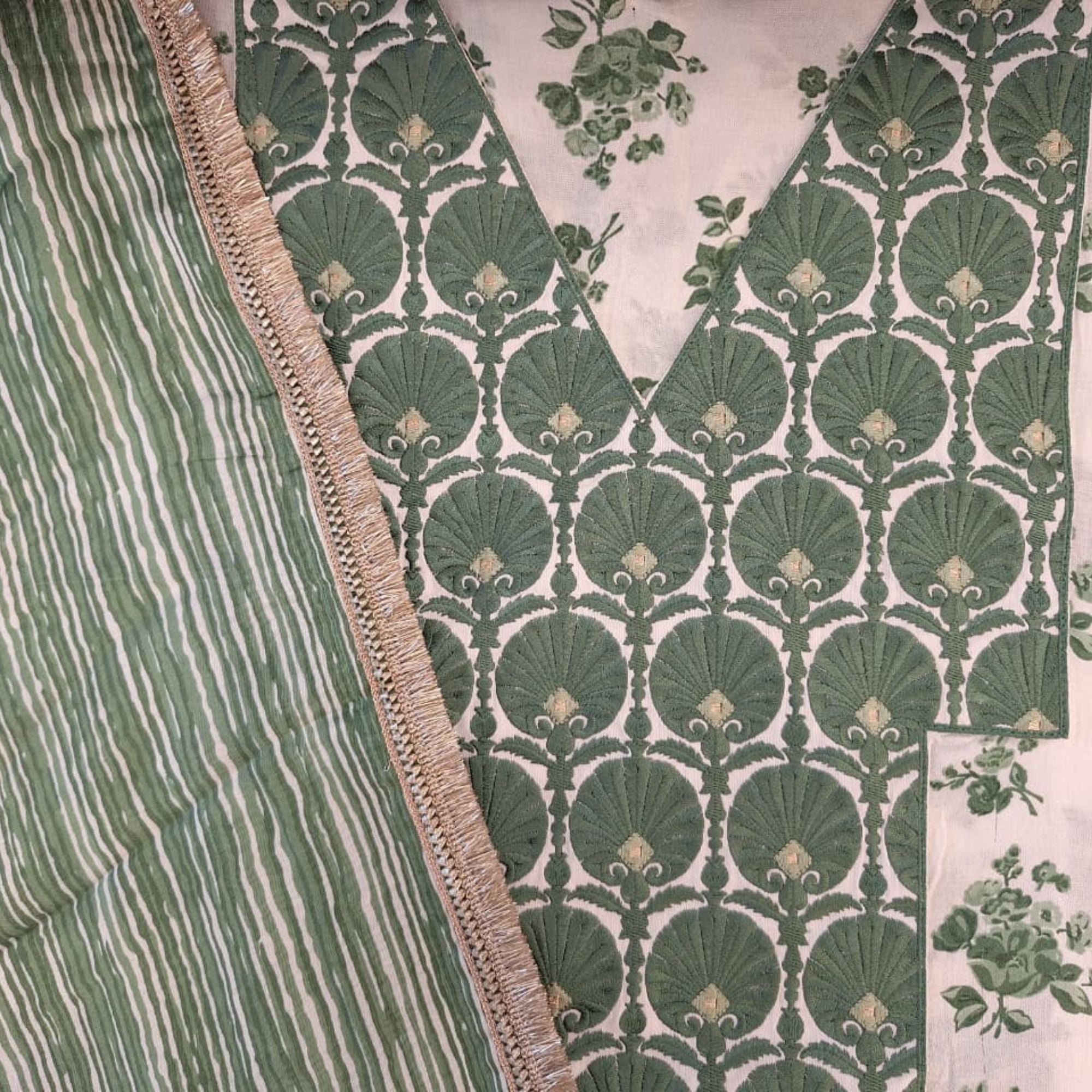 SATIN SILK PRINTED UNSTITCH SUIT