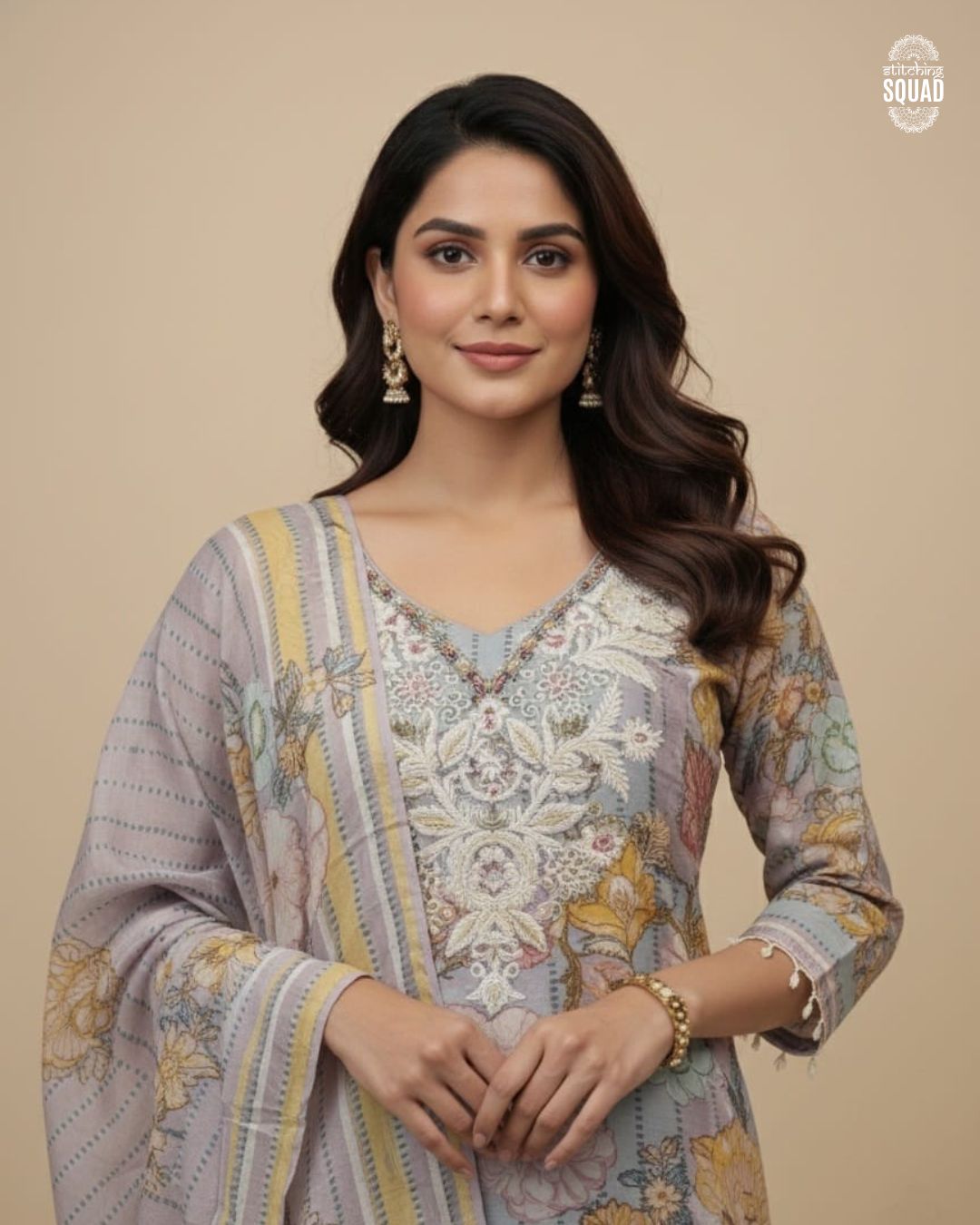 Pastel Perfection Drenched in soft lilac and adorned with delicate cord work, this unstitch suit is a breath of fresh air