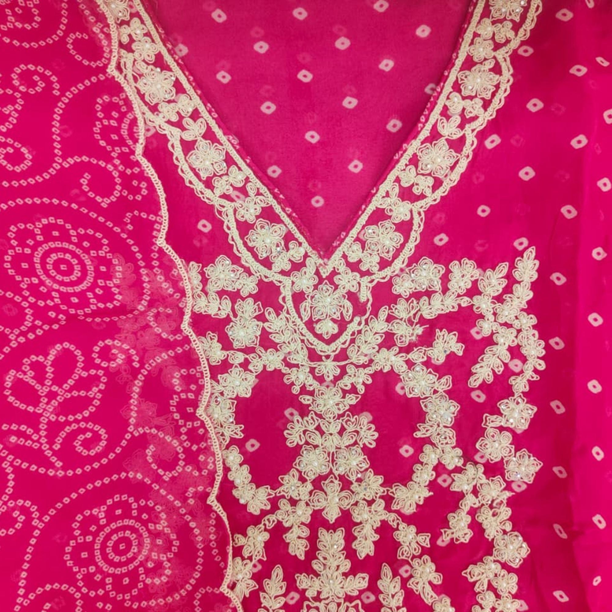 ORGANZA UNSTITCH BANDHEJ  DIGITAL PRINT