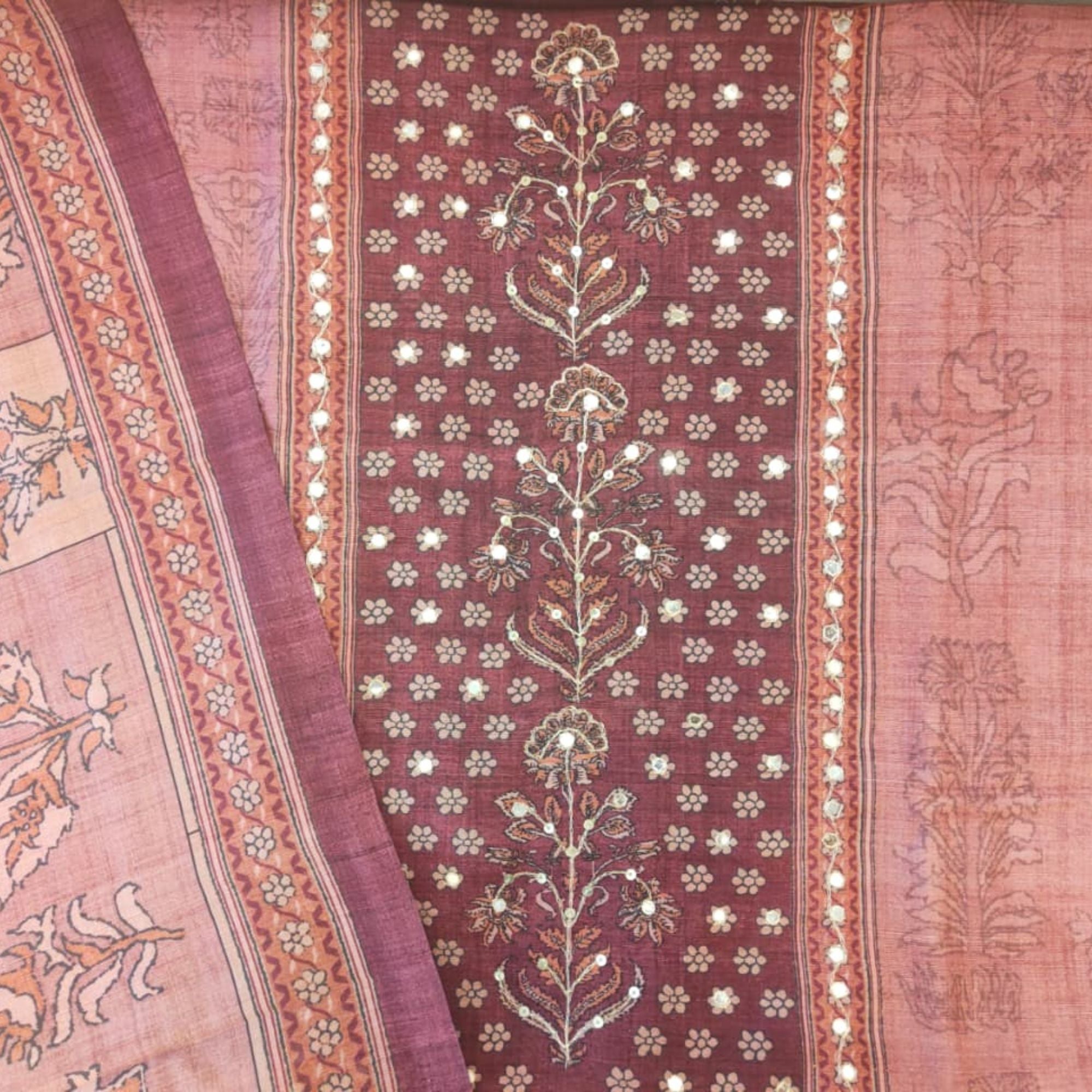 NOKIA SILK UNSTITCH SUIT HIGHLIGHT WITH RAJASTHANI MIRROR WORK
