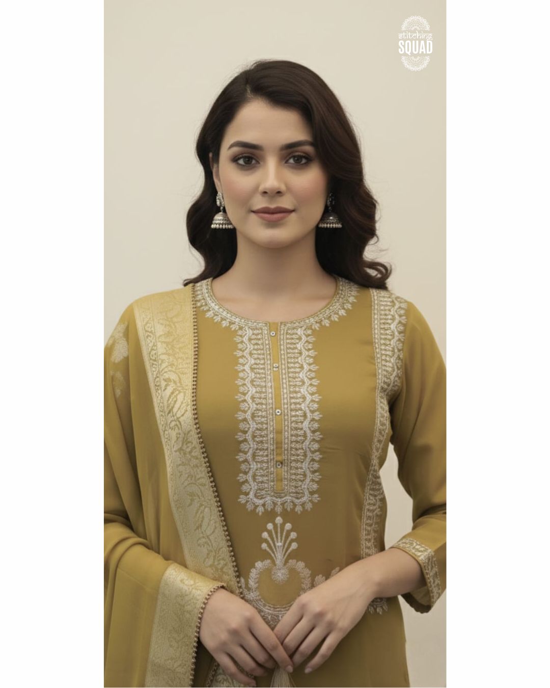 Chanderi Organza Luxe – Featuring Intricate Gold Zari Neckline & Borders