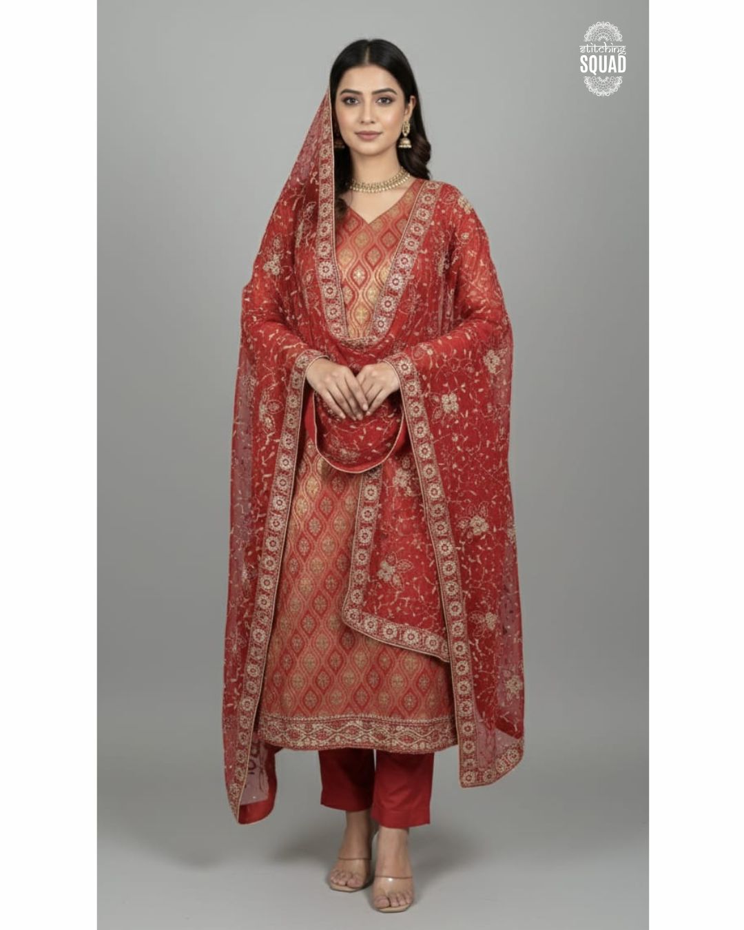 Royal Brocade Suit Set with Cutdana Embellishments