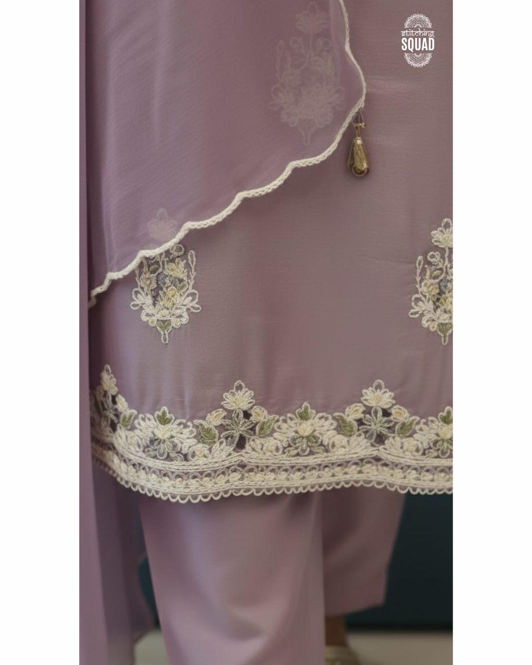 A SHIMMERING LUREX TISSUE ENSEMBLE ADORNED WITH CUTDANA, SEQUIN AND MULTI-COLOUR EMBROIDERY