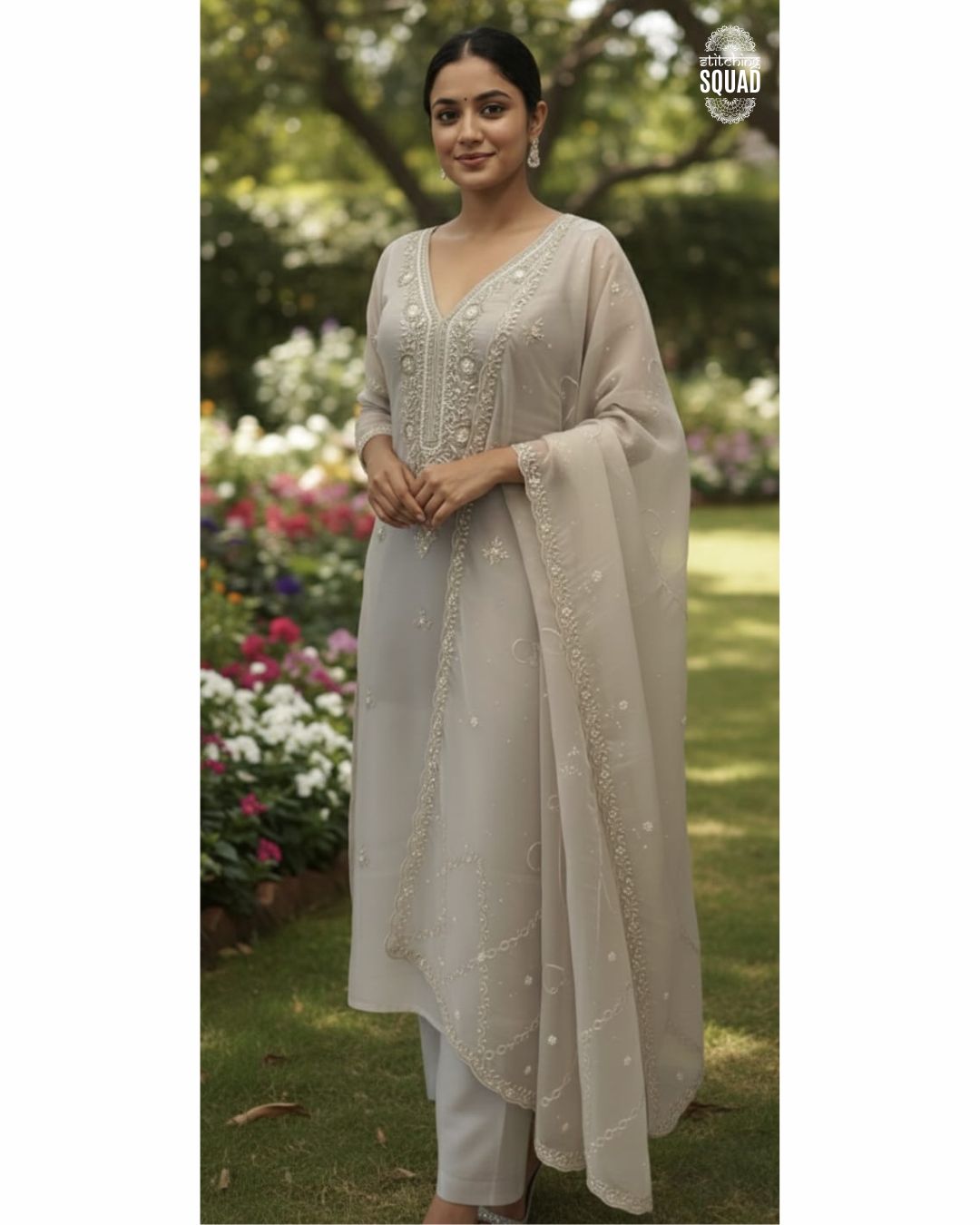 A STATEMENT OF GRANDEUR IN HEAVILY EMBROIDERED TISSUE ORGANZA