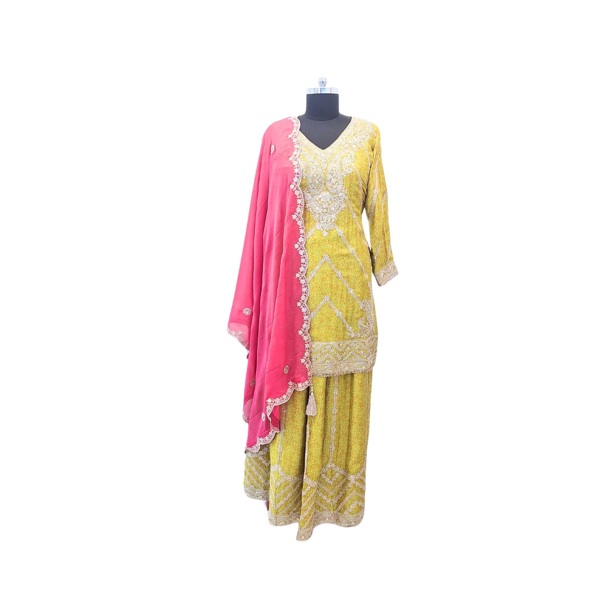 CHINNON KURTI WITH SHARARA PANTS