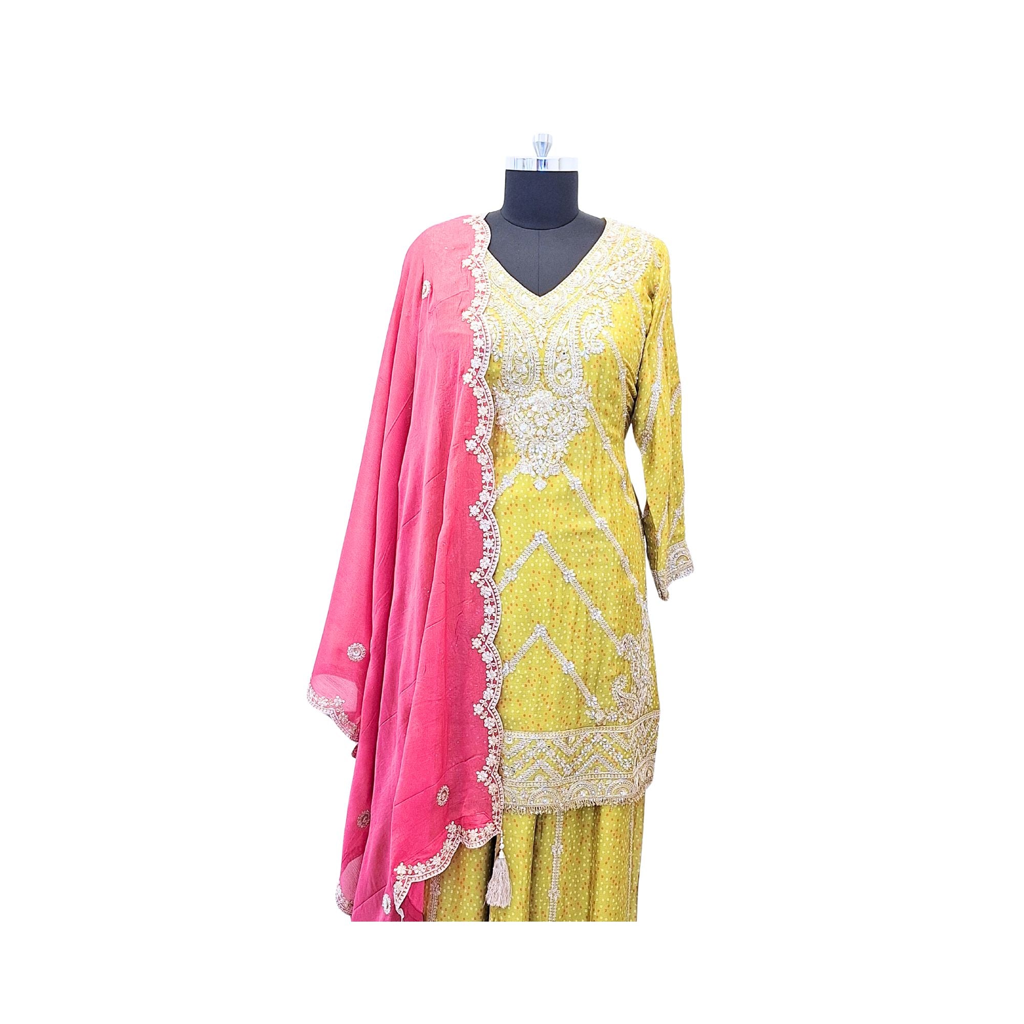 CHINNON KURTI WITH SHARARA PANTS