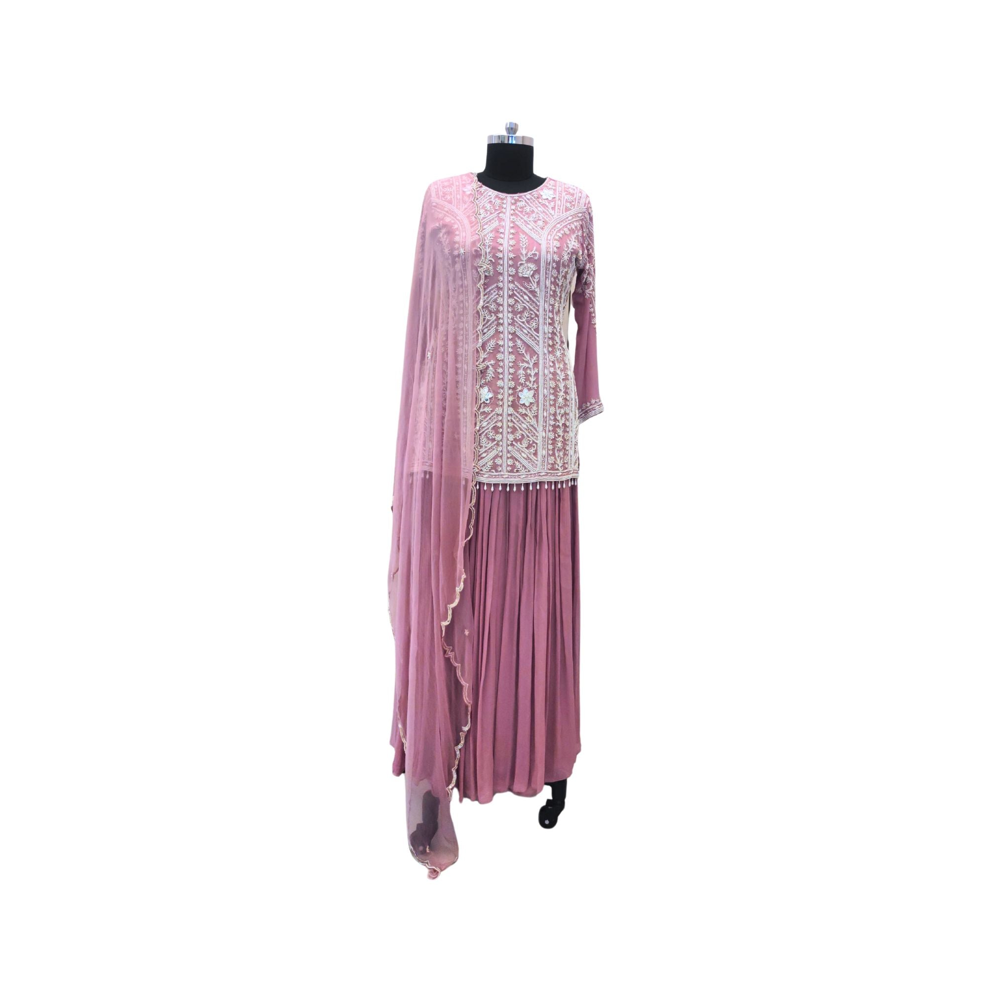 CHINNON HIGH NECK KURTI AND PLEATED FLARED PANTS