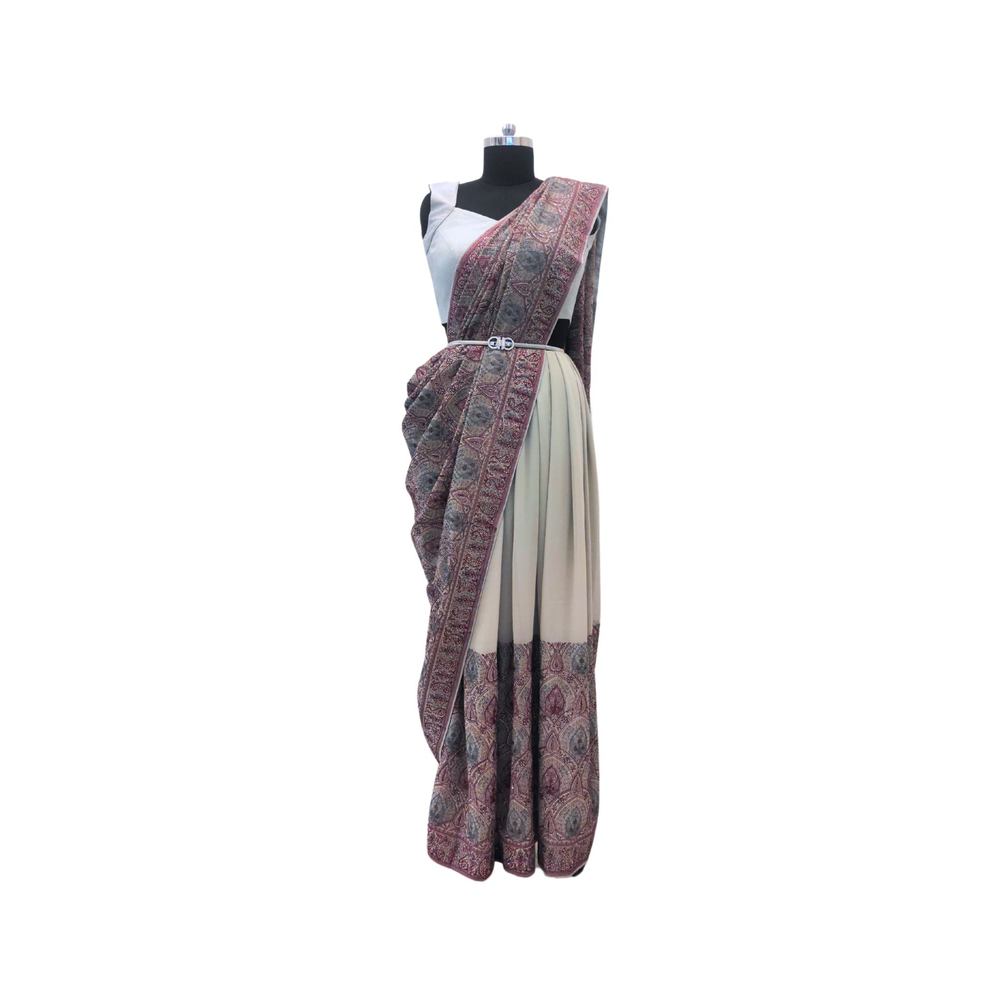 GEORGETTE SAREE WITH KASHMIRI EMBROIDERY