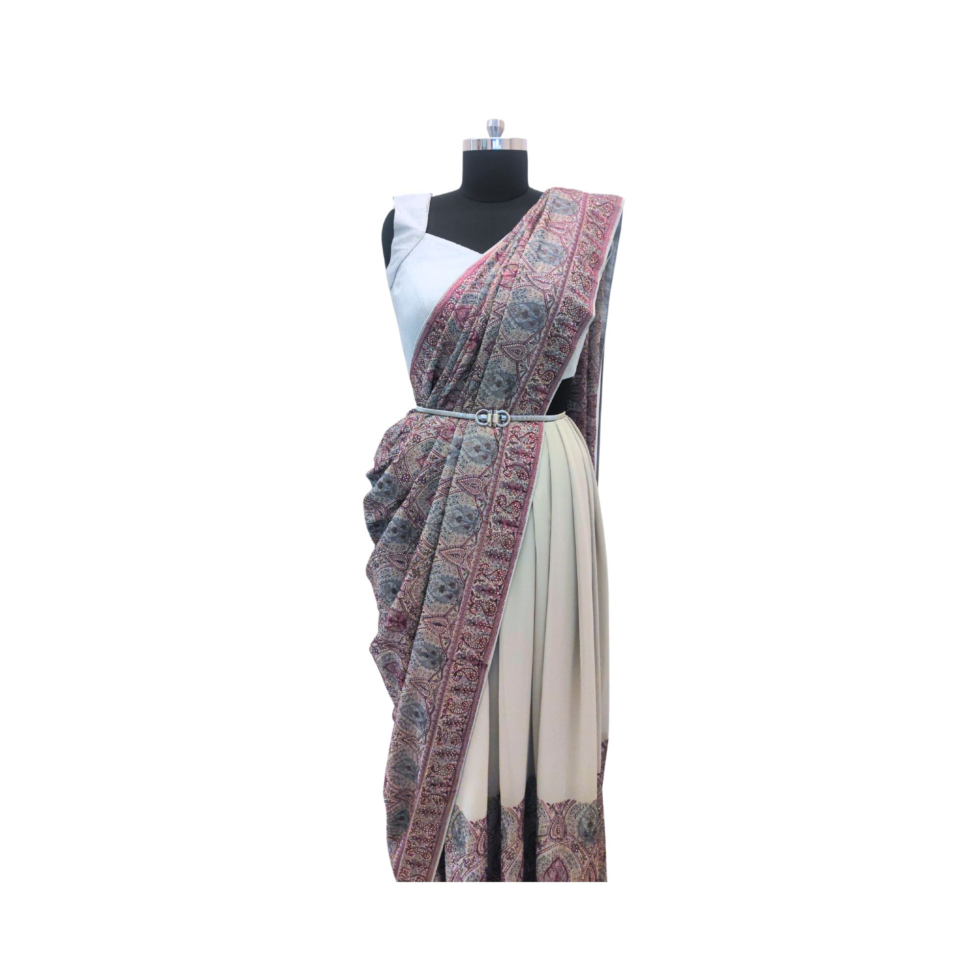 GEORGETTE SAREE WITH KASHMIRI EMBROIDERY