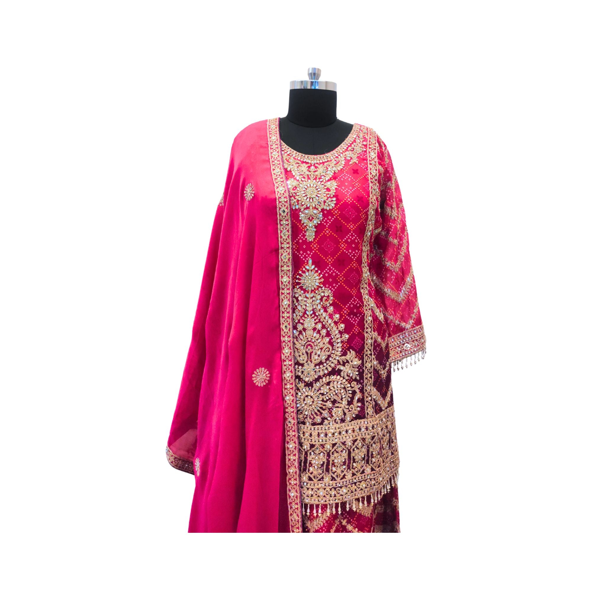 CHINNON KURTI WITH SHARARA PANTS