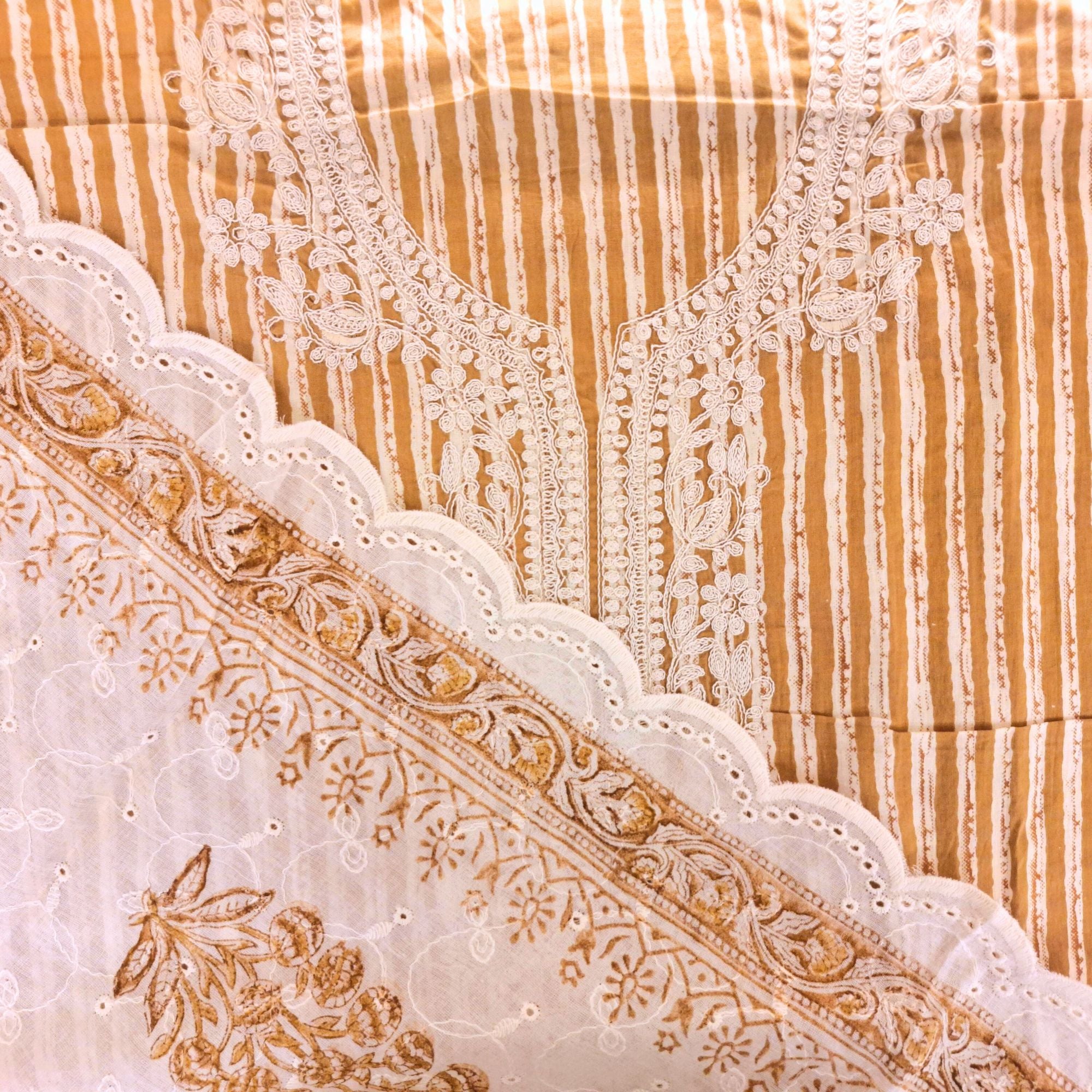 STRIPES COTTON SUIT WITH COD WORK