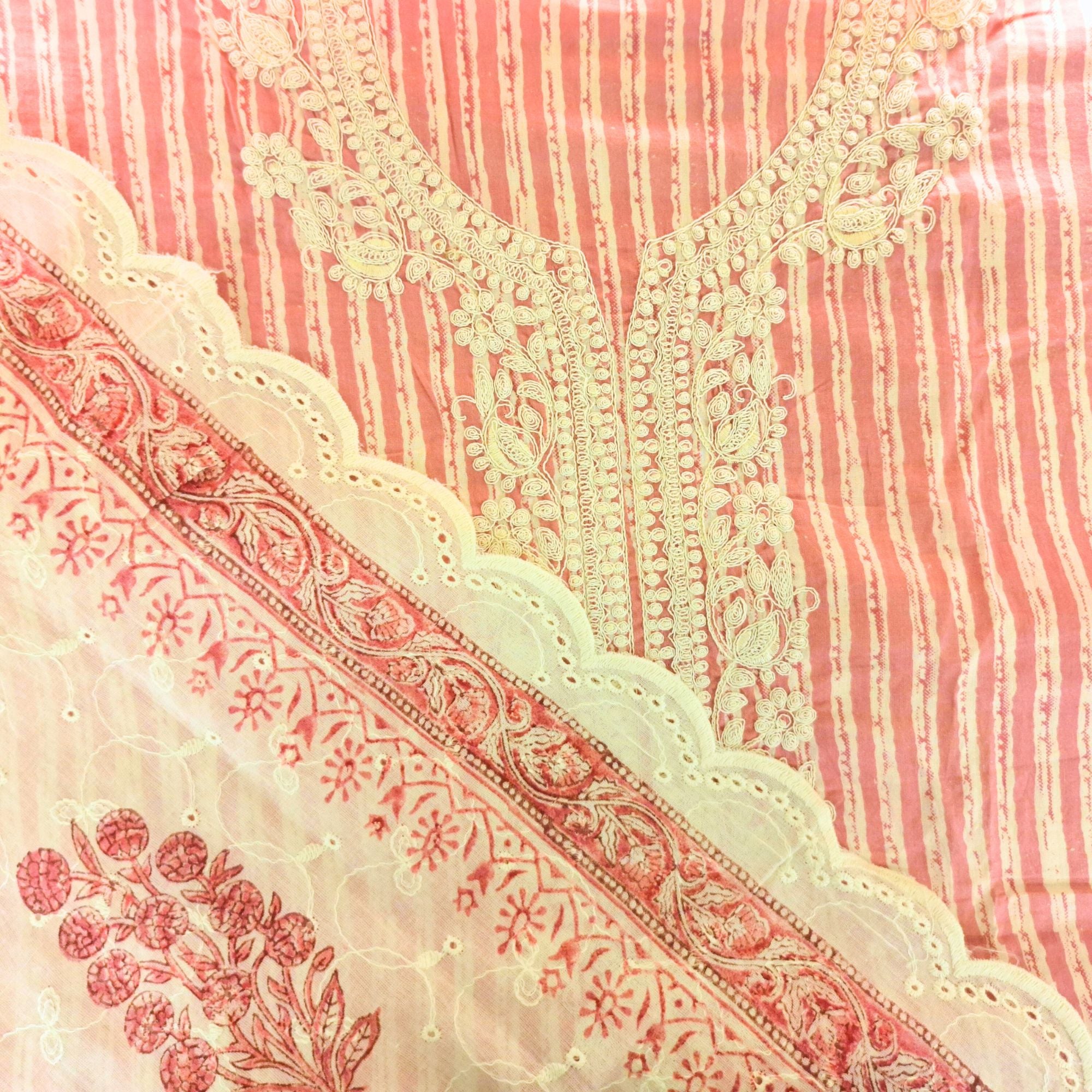 STRIPES COTTON SUIT WITH COD WORK