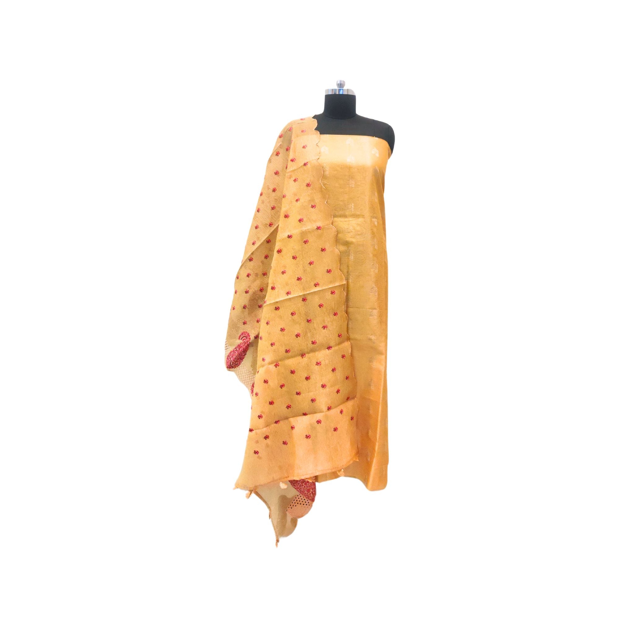 CHANDERI TISSUE SUIT WITH SUBTLE ZARI WEAVING