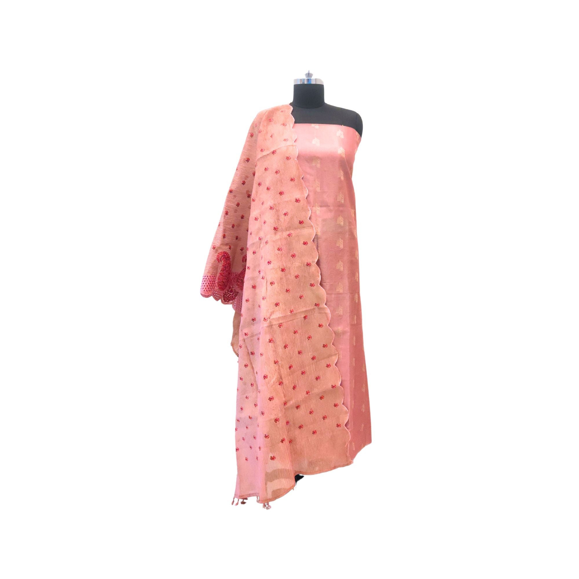 CHANDERI TISSUE SUIT WITH SUBTLE ZARI WEAVING