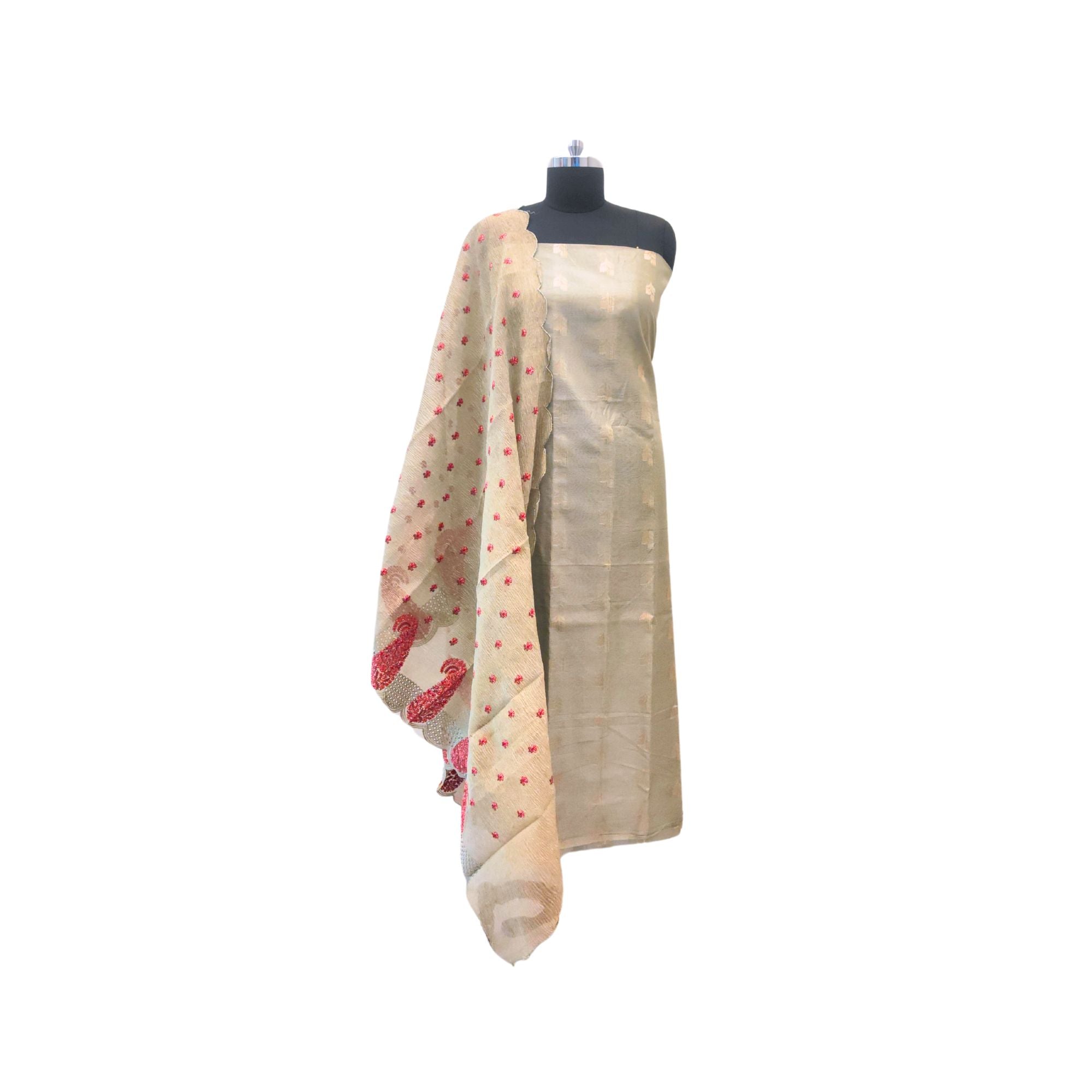 CHANDERI TISSUE SUIT WITH SUBTLE ZARI WEAVING